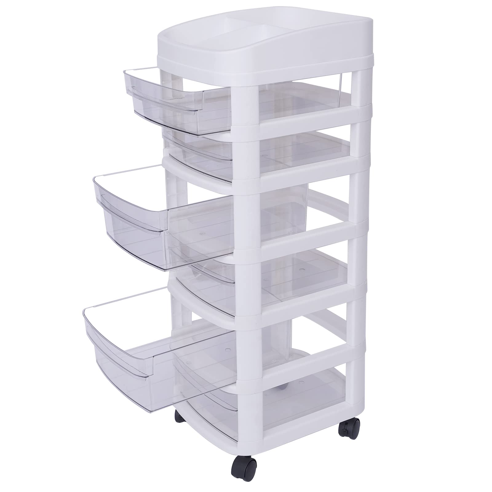 6-Drawer Rolling Storage Cart with Wheels - Plastic Organizer for Crafts, Office, Vanity, Bathroom & Bedroom | Portable Mobile Storage Solution for Home Organization & Workspace Efficiency