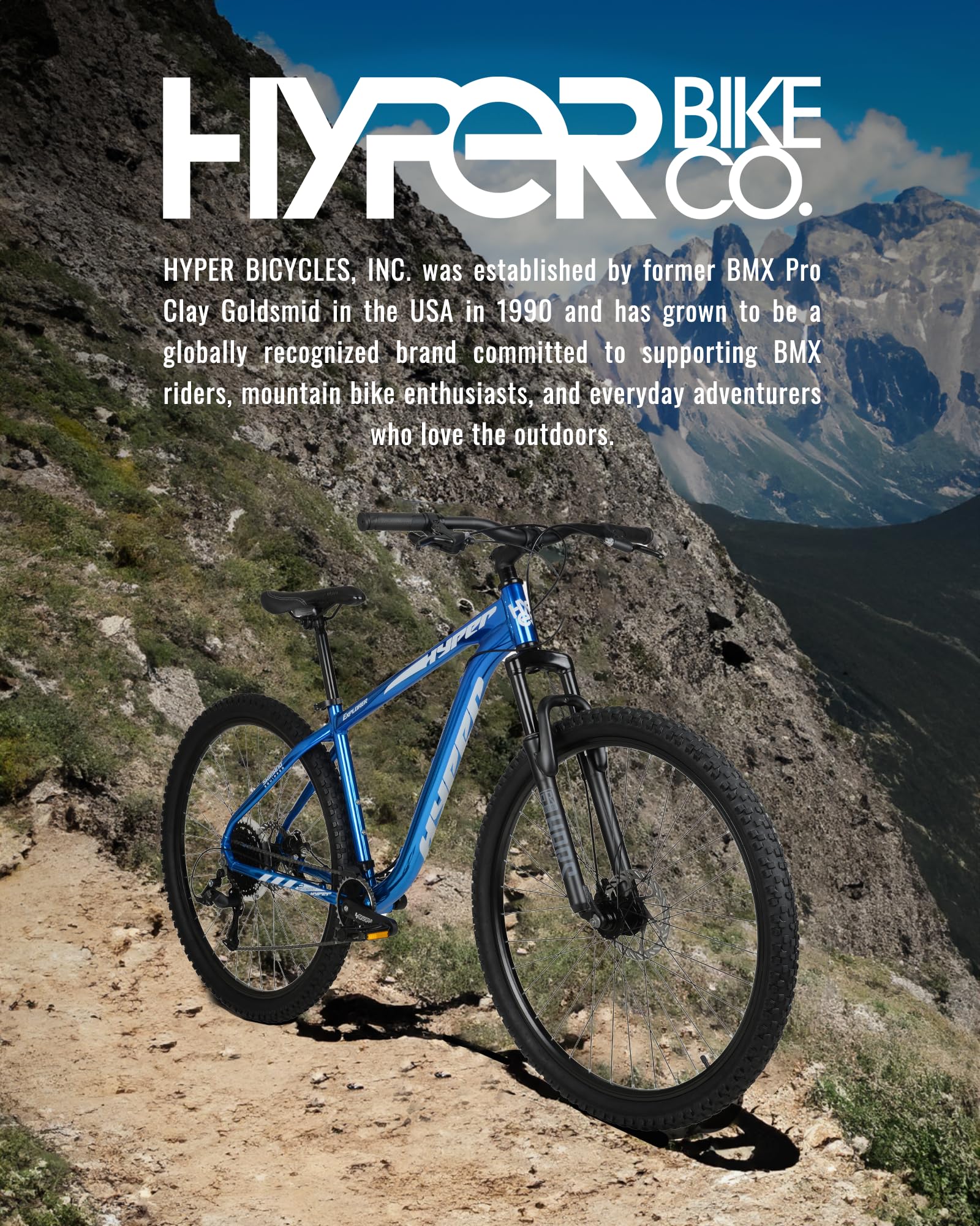 **29 Inch Hyper Mountain Bike for Men & Women - Lightweight Aluminum Hardtail Frame, Shimano 9-Speed Shifters - Perfect for Trail Riding & Outdoor Adventures (Blue)**