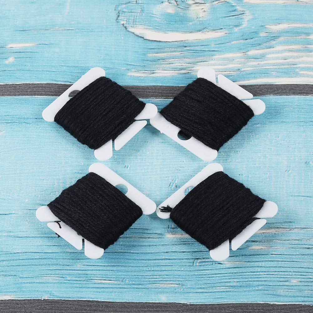 Pllieay 24-Skein Friendship Bracelet Floss Kit - Black Cotton Embroidery Thread with 12 Bobbins for Halloween Crafts, Knitting, Cross Stitch & DIY Projects - Perfect for Jewelry Making, Scrapbooking & Home Decor