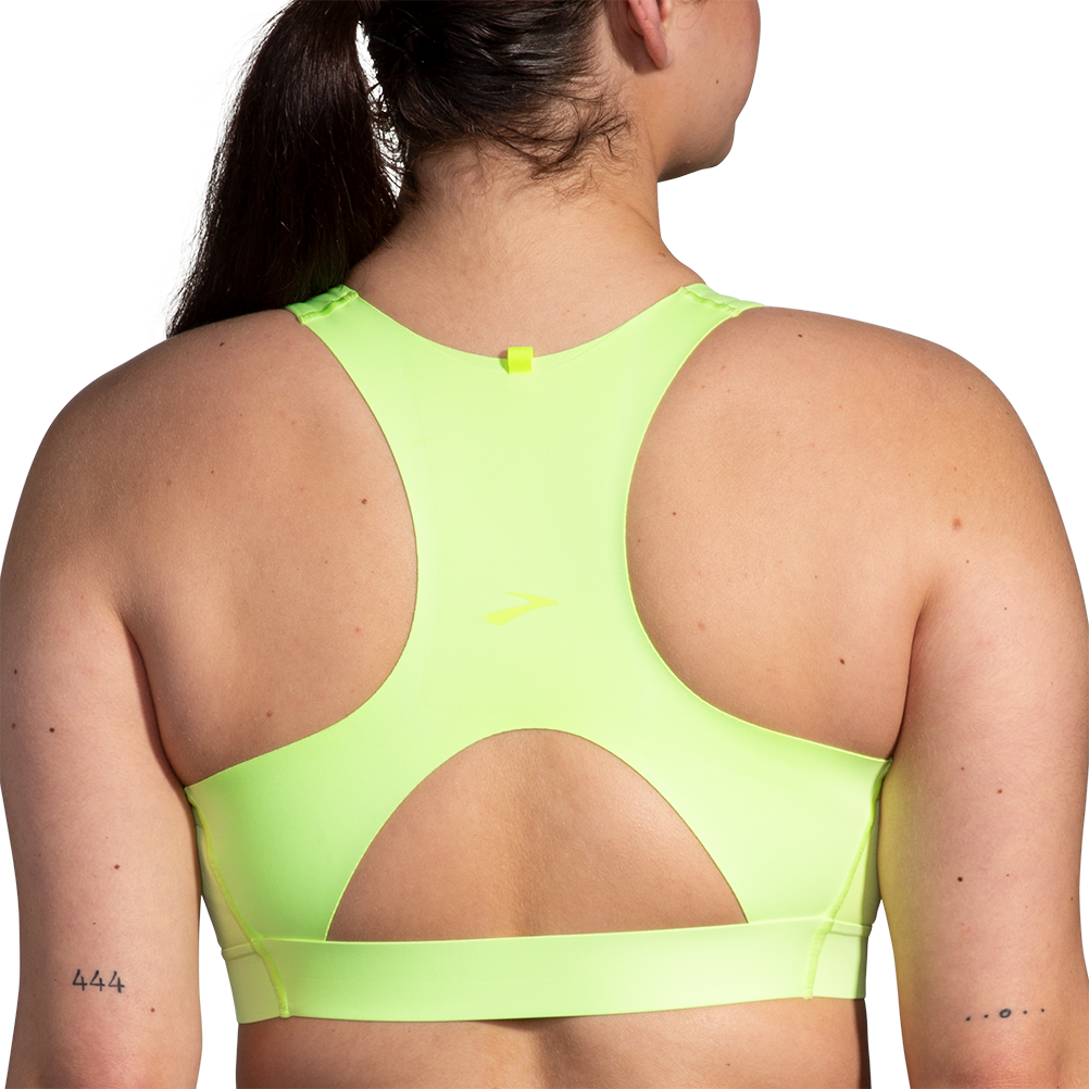 Women's Drive 3 Pocket Run Bra - Light Lime (738) - High Support Sports Bra for Running, Yoga & Gym Workouts