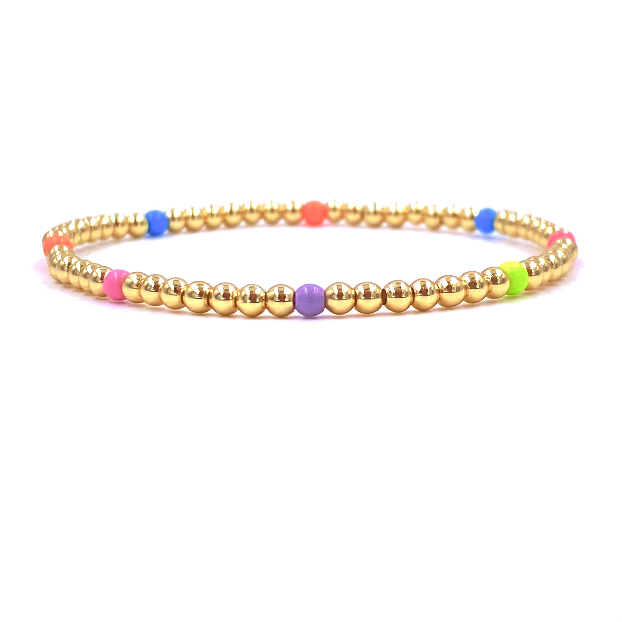 Ashley Gold Stainless Steel 8mm Beaded Stretch Bracelet - Gold Plated Enamel Ball Jewelry for Women, Fashion Accessories for Casual Wear & Party Outfits
