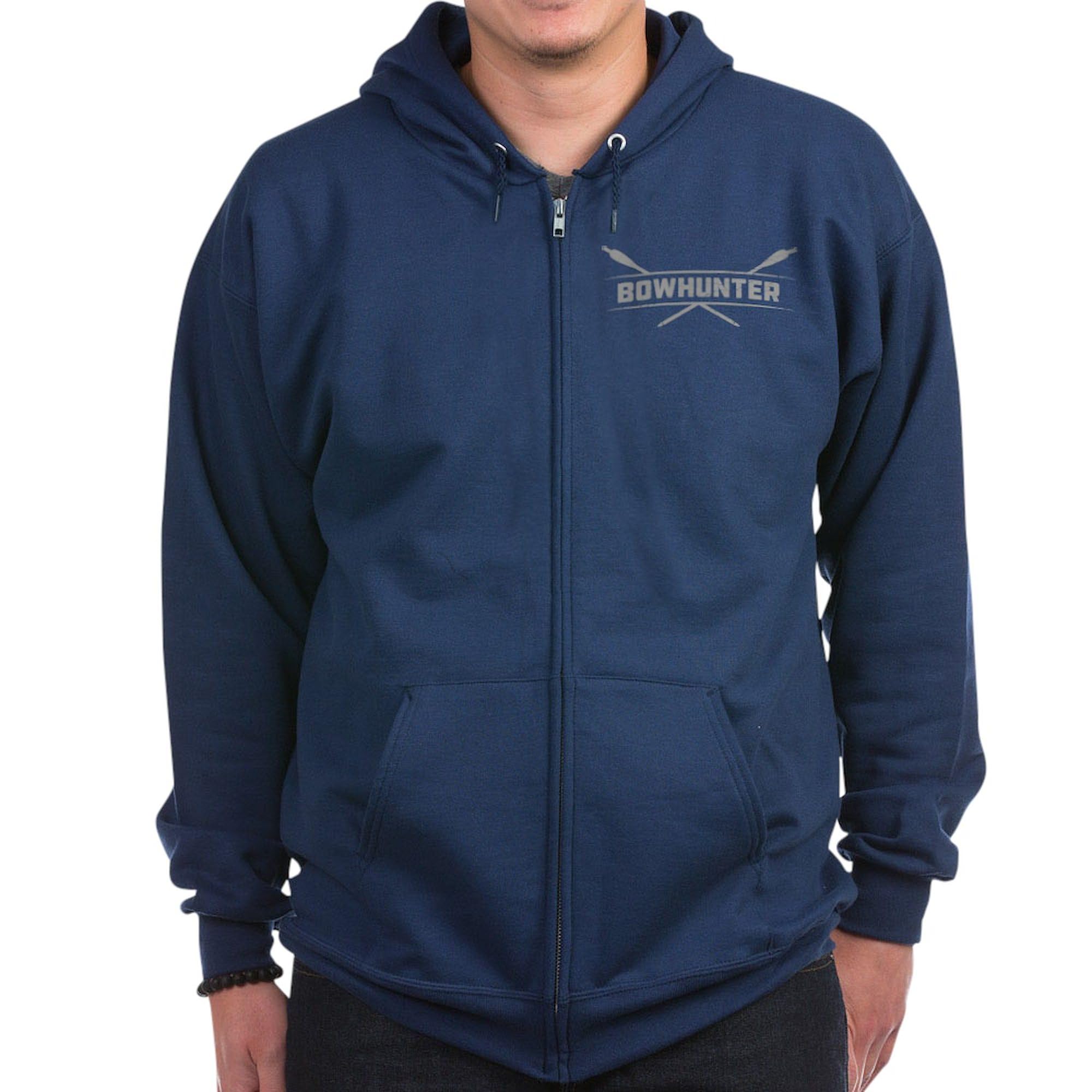 Bowhunter Zip Hoodie for Men - Dark Zip-Up Hooded Sweatshirt | Hunting Apparel for Outdoor Enthusiasts | Perfect for Archery, Camping & Casual Wear