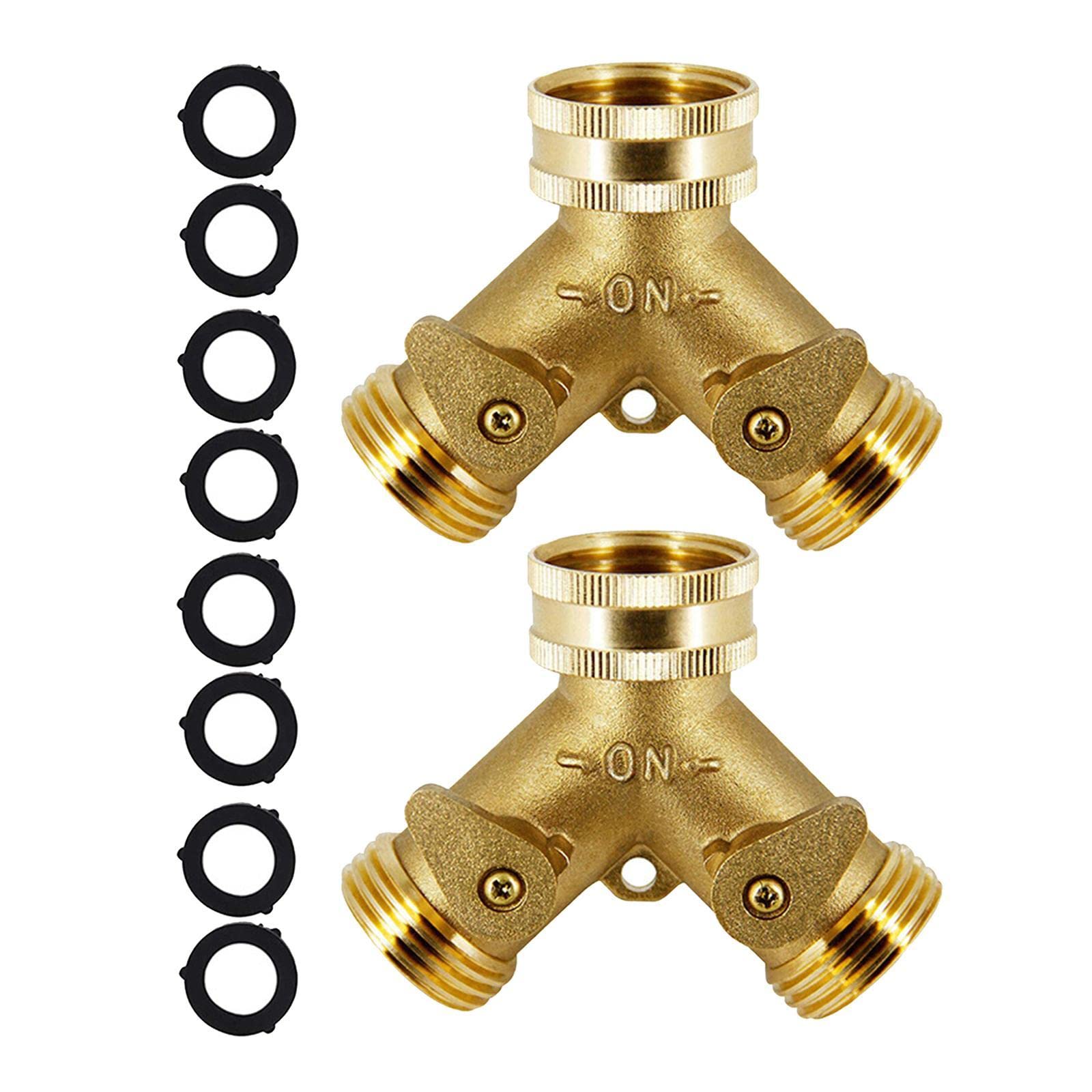 2-Way Brass Hose Splitter - 3/4