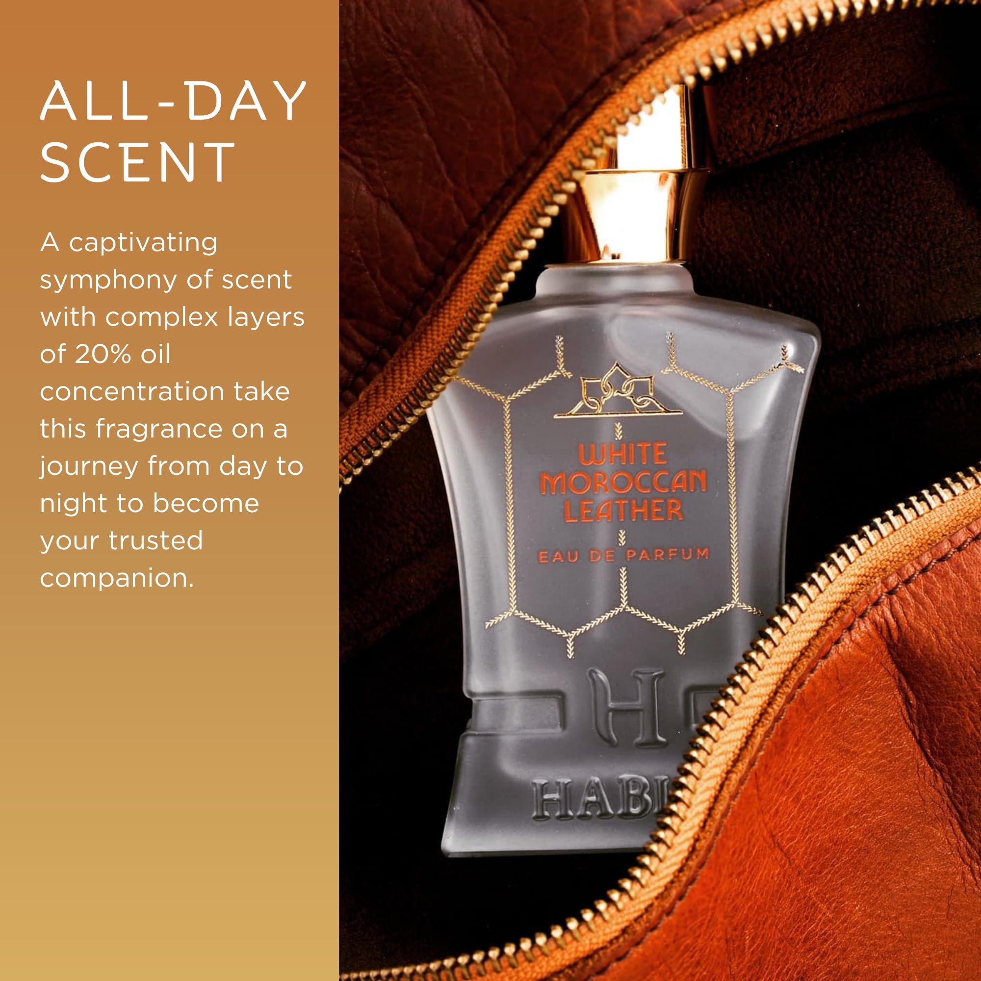 Premium White Moroccan Leather Cologne for Men - Long Lasting Eau de Parfum Spray (2.5 Oz) | Exotic Sandalwood, Amber & Leather Fragrance | Perfect for Date Night, Office & Special Occasions