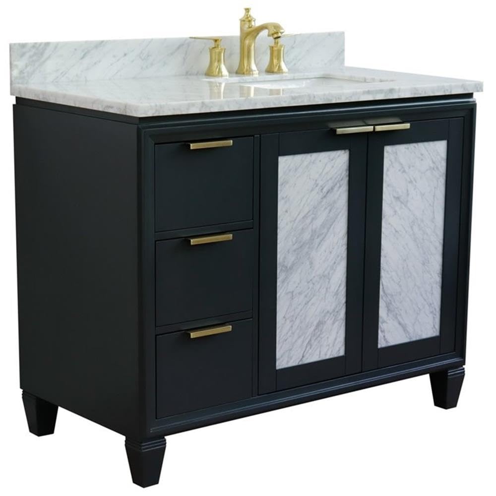 Trento Solid Wood Bathroom Vanity with Right Rectangle Sink - Dark Gray/White Finish | Modern Farmhouse Style for Master Bath & Powder Room Remodel