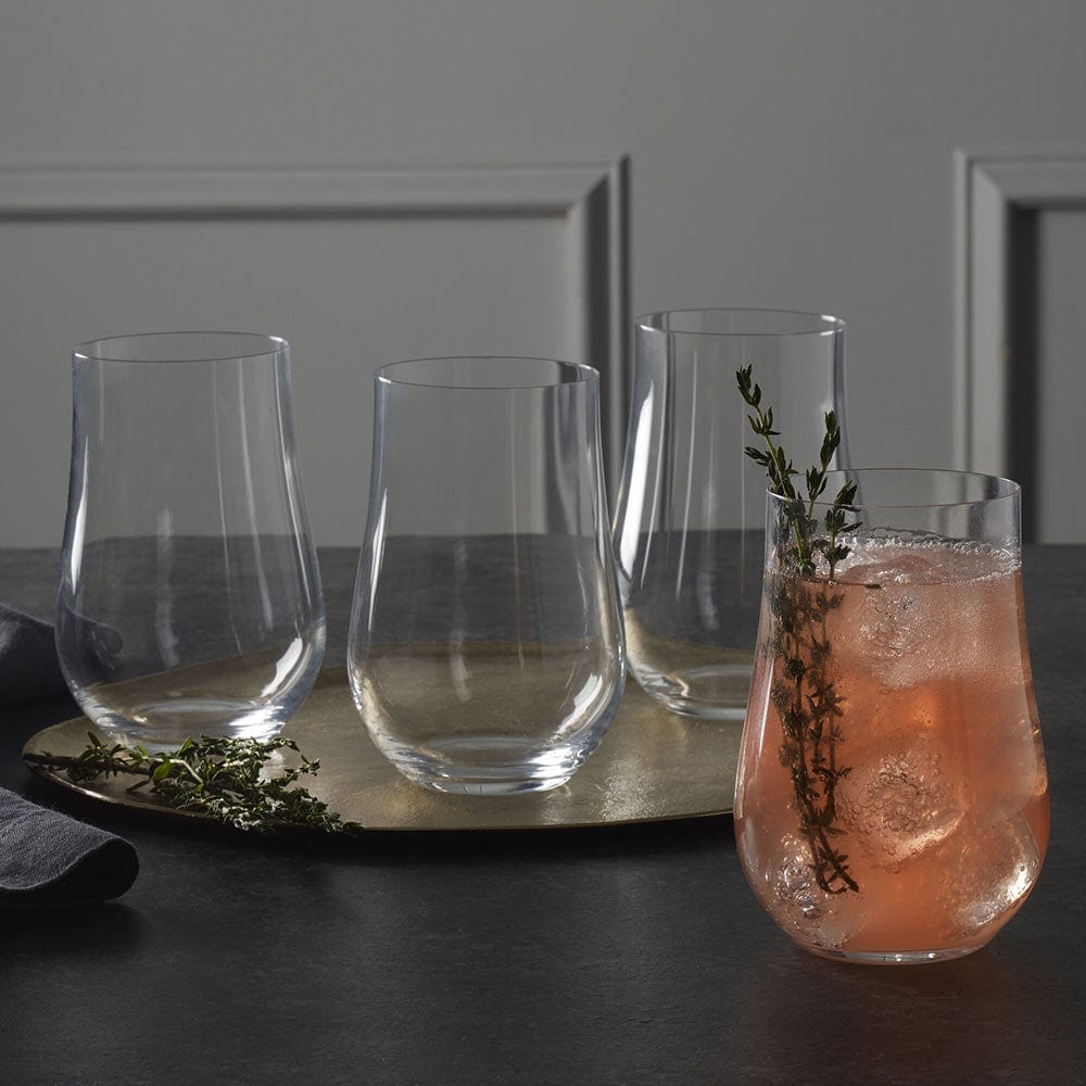 Grace Set of 4 Elegant Highball Glasses - 16oz Crystal Clear Drinking Glasses for Cocktails, Iced Tea & Beverages - Perfect for Home Bar, Parties & Gifts