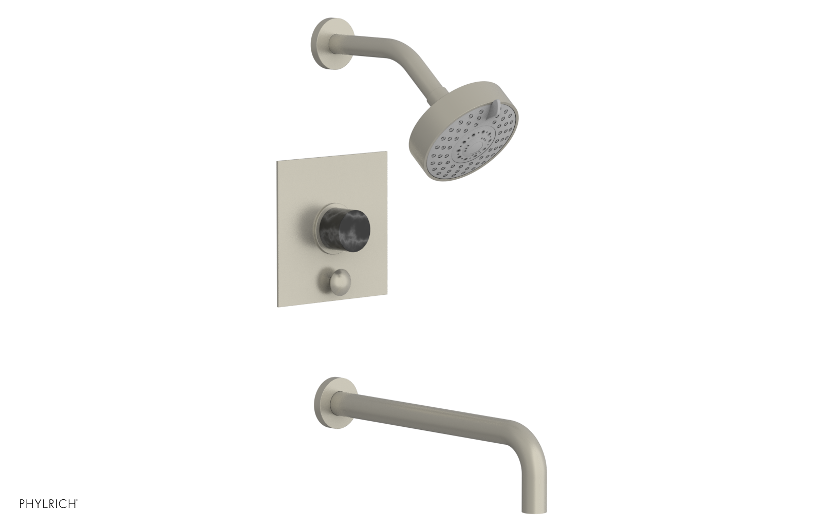 BASIC II 12 Pressure Balance Tub and Shower Set - Black Marble Finish (230S 28 12) | Perfect for Modern Bathroom Renovations & Spa-Like Showers