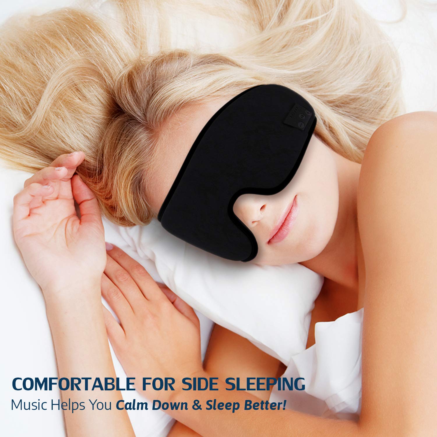Jabees Serenity Sleep Headphones Wireless Bluetooth 5.0 - Soft Sleeping Eye Mask with Built-in Light Blocking Earbuds for Music, Audiobooks, Air Travel, Yoga, Meditation & Relaxation - Perfect for Nighttime Use, Travel Comfort & Stress Relief