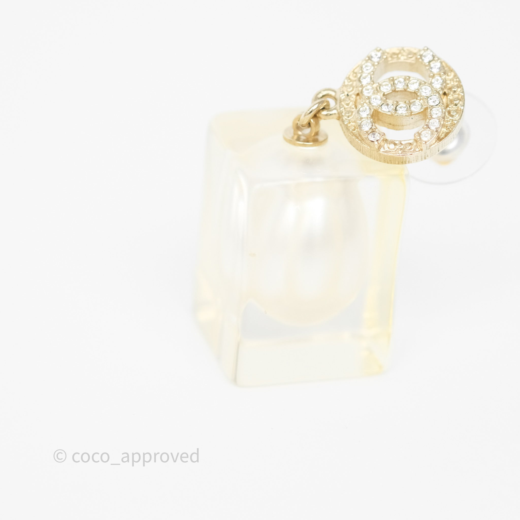 Chanel CC Crystals Pearl Resin Cube Drop Earrings 19K Gold - Luxury Fashion Jewelry for Women, Elegant Party & Wedding Accessories