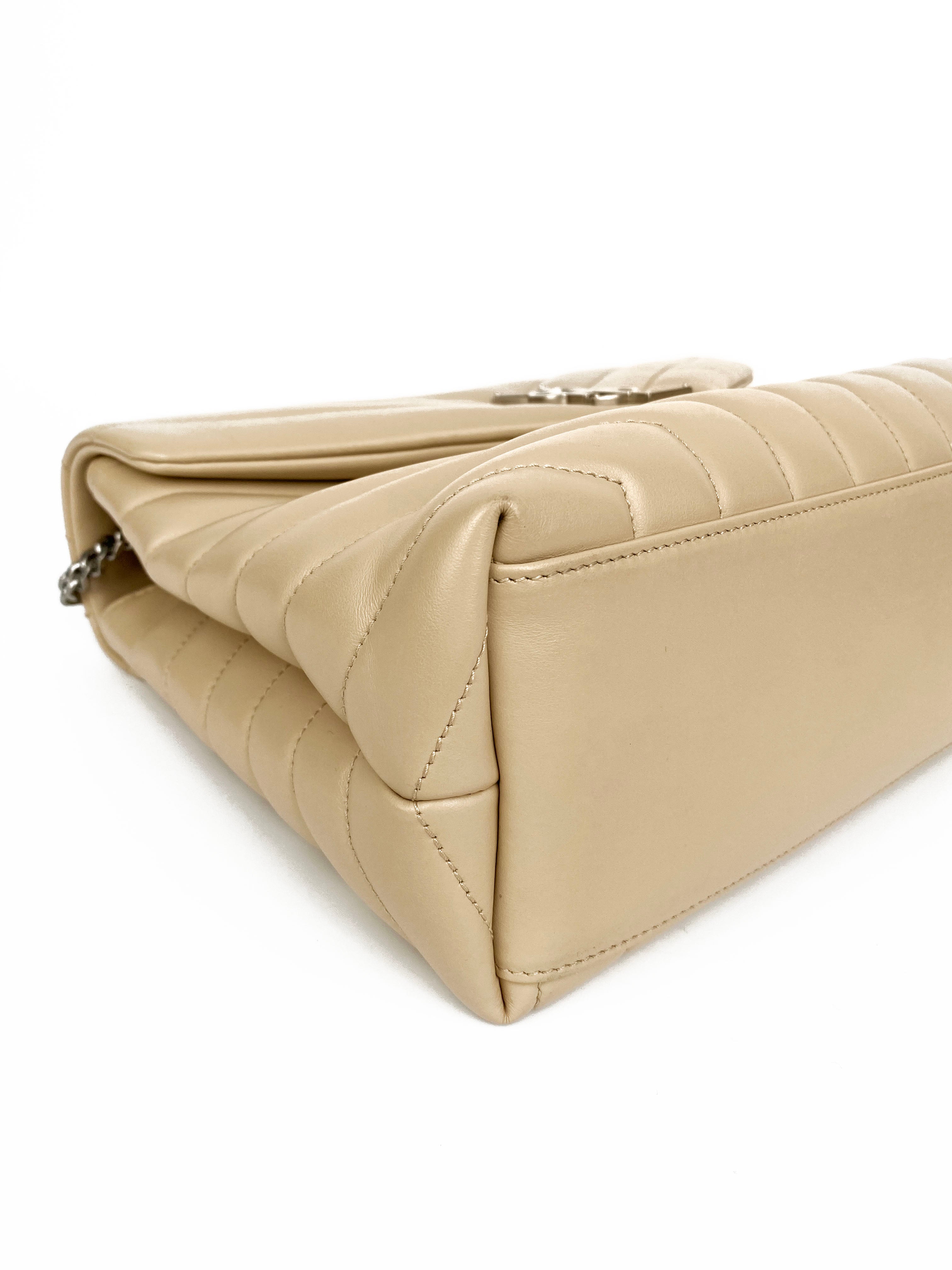 Saint Laurent Medium Beige Loulou Bag - Luxury Designer Shoulder Handbag for Women | Perfect for Work, Evening Events & Everyday Use
