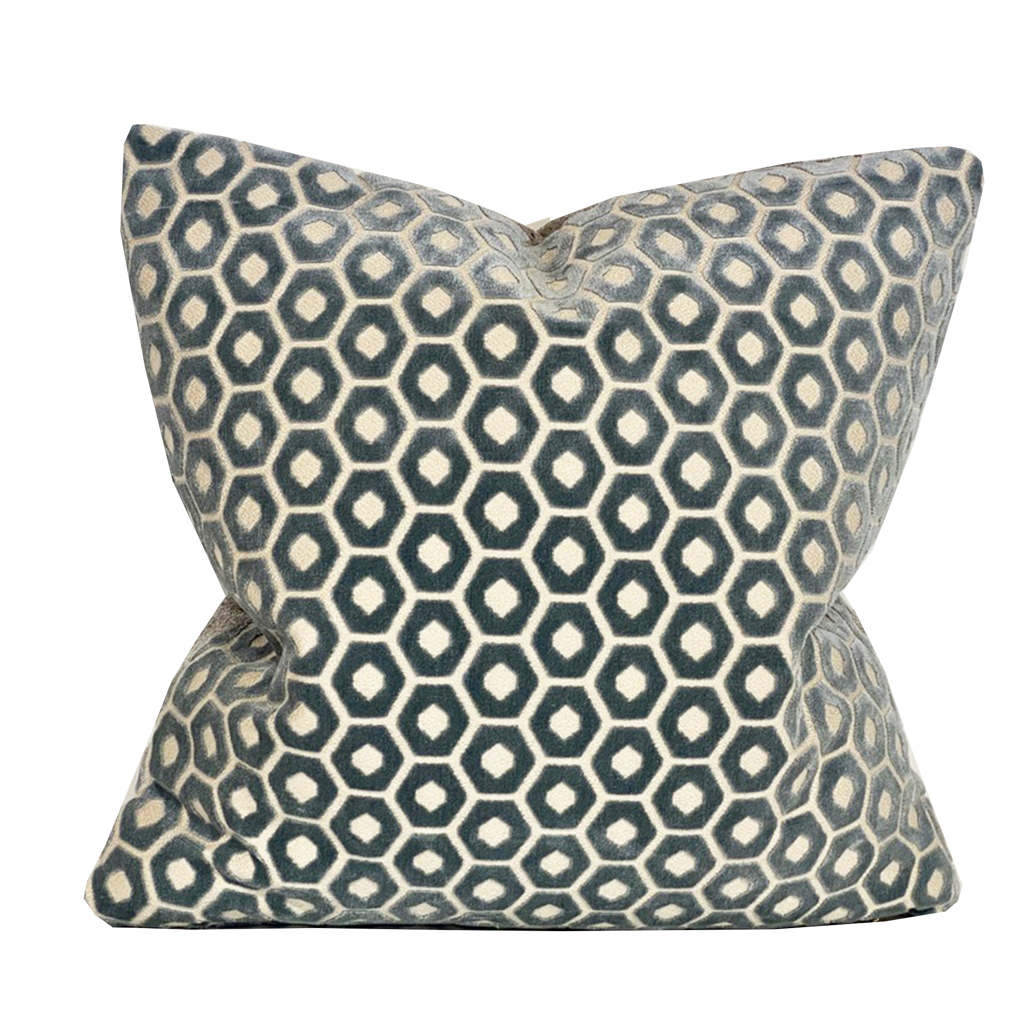 Beatrice Honeycomb Velvet Pillow Cover - Soft Luxury Decorative Cushion Case for Sofa, Bed, Living Room - Home Decor & Accent Pillow (18x18 inches)