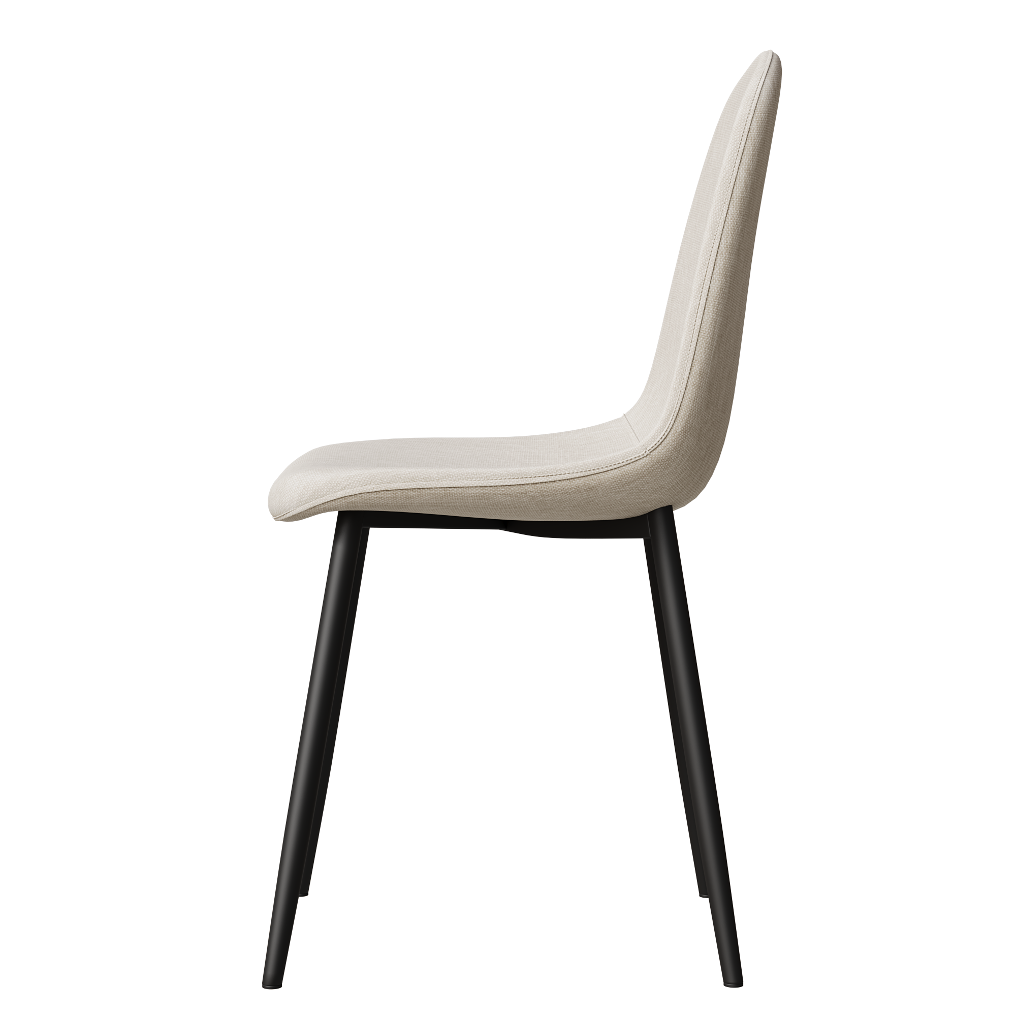4-Piece Modern Dining Chairs Set - Linen Padded Seats with Sturdy Black Metal Legs (Beige) - Perfect for Kitchen, Dining Room, Home & Office Use