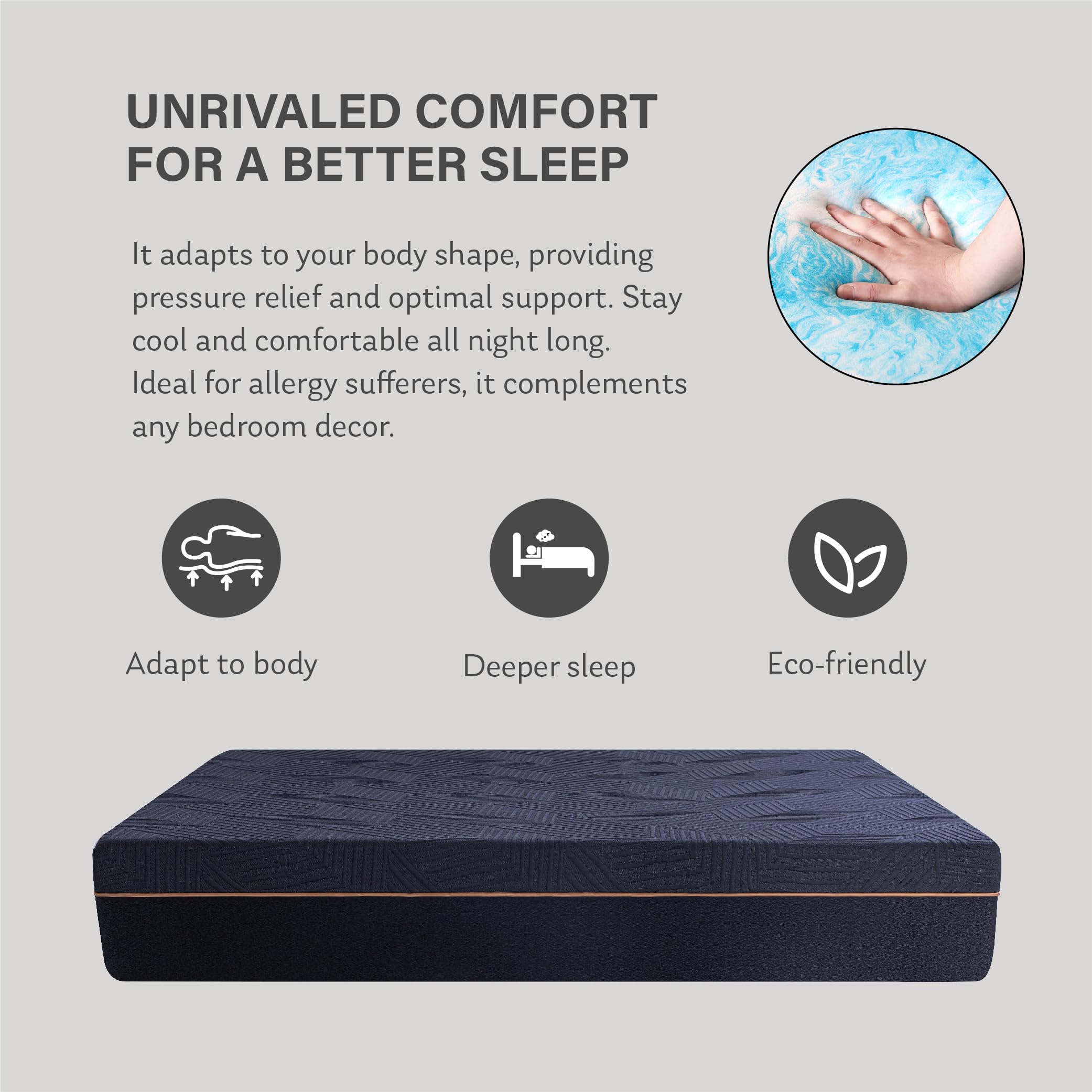 EGOHOME 12 Inch Twin Memory Foam Mattress with Cooling Copper Gel - CertiPUR-US Certified, Fiberglass Free Medium Firm Mattress for Back Pain Relief & Pressure Point Support - Perfect for Guest Rooms, Dorms & Small Spaces