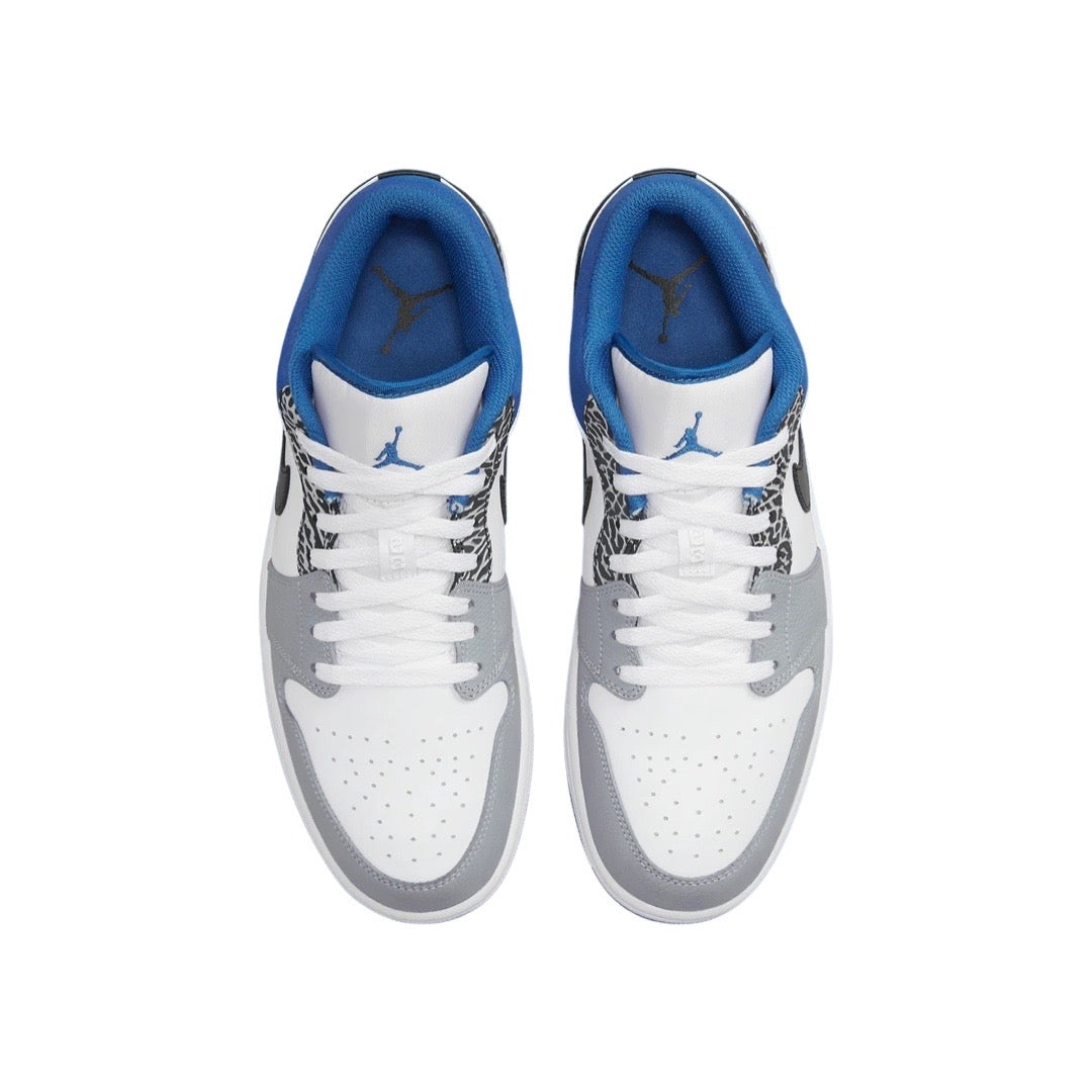 Air Jordan 1 Low GS SE Sneakers - White & Dark Marina Blue Basketball Shoes for Girls - Perfect for School, Sports & Casual Wear