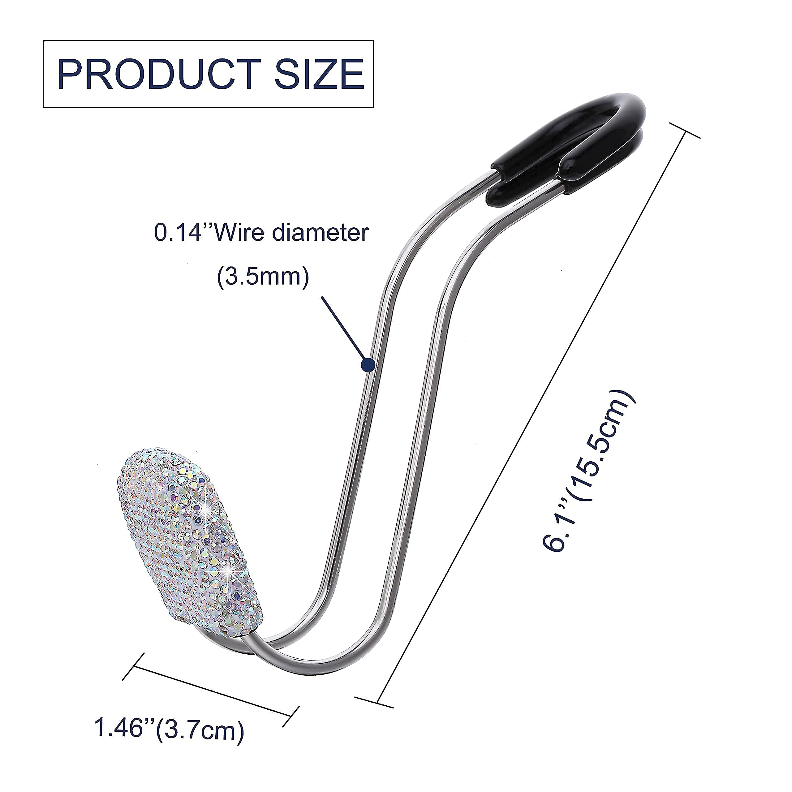Universal Bling Car Seat Back Hook - Stainless Steel Rhinestone Headrest Hook for Purse, Handbag, Grocery Bag & Umbrellas - 2PCS (AB) - Perfect for Car Organization & Stylish Storage Accessories