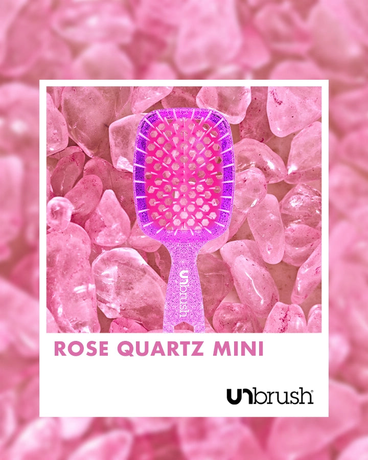 UNbrush Mini Detangling Hair Brush - Rose Quartz for Smooth & Pain-Free Hair Care - Perfect for Travel, Kids & Sensitive Scalp