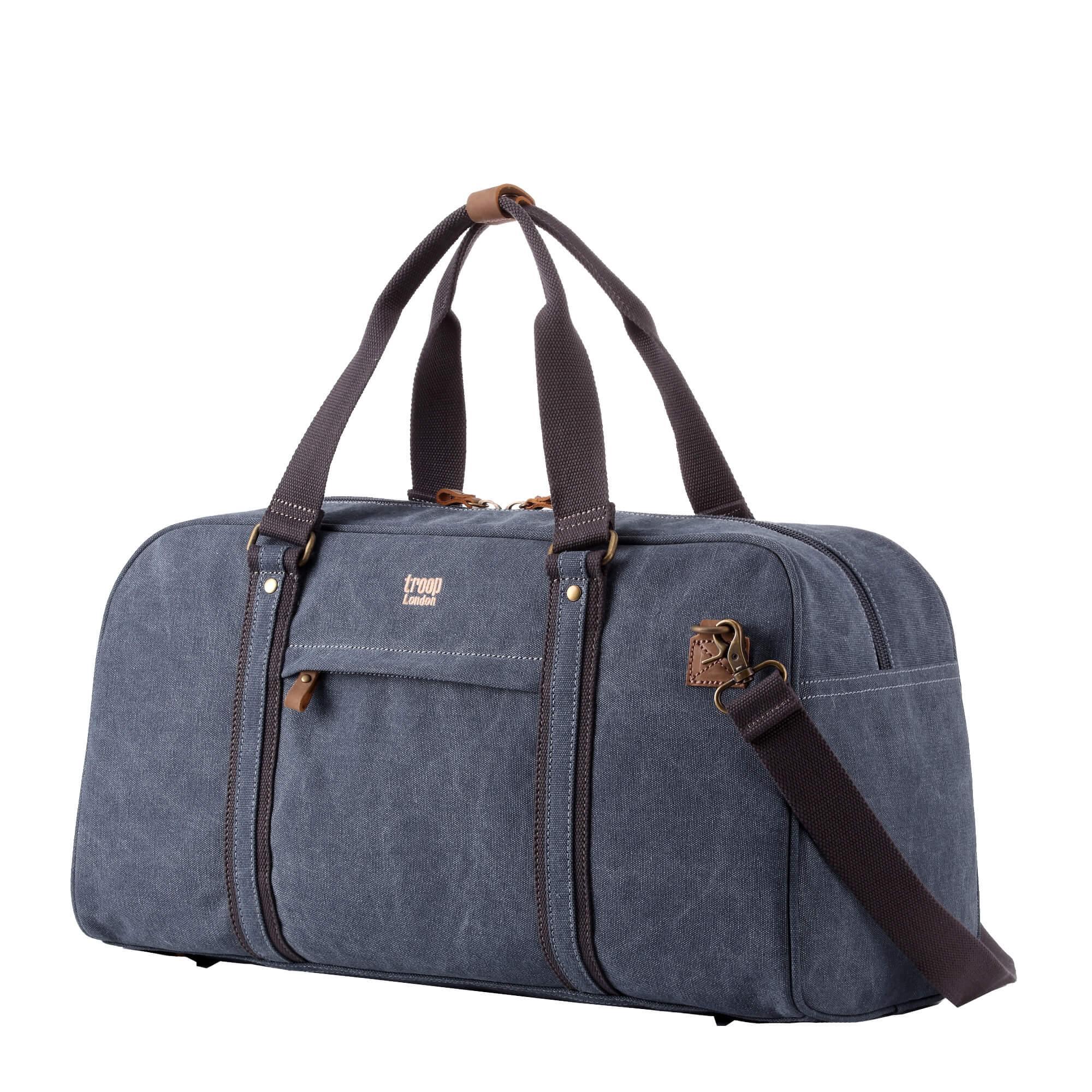 TRP0389 Troop London Classic Canvas Travel Duffel Bag - Large Water-Resistant Holdall for Gym, Weekend Trips & Air Travel | Durable Carry-On Luggage for Men & Women
