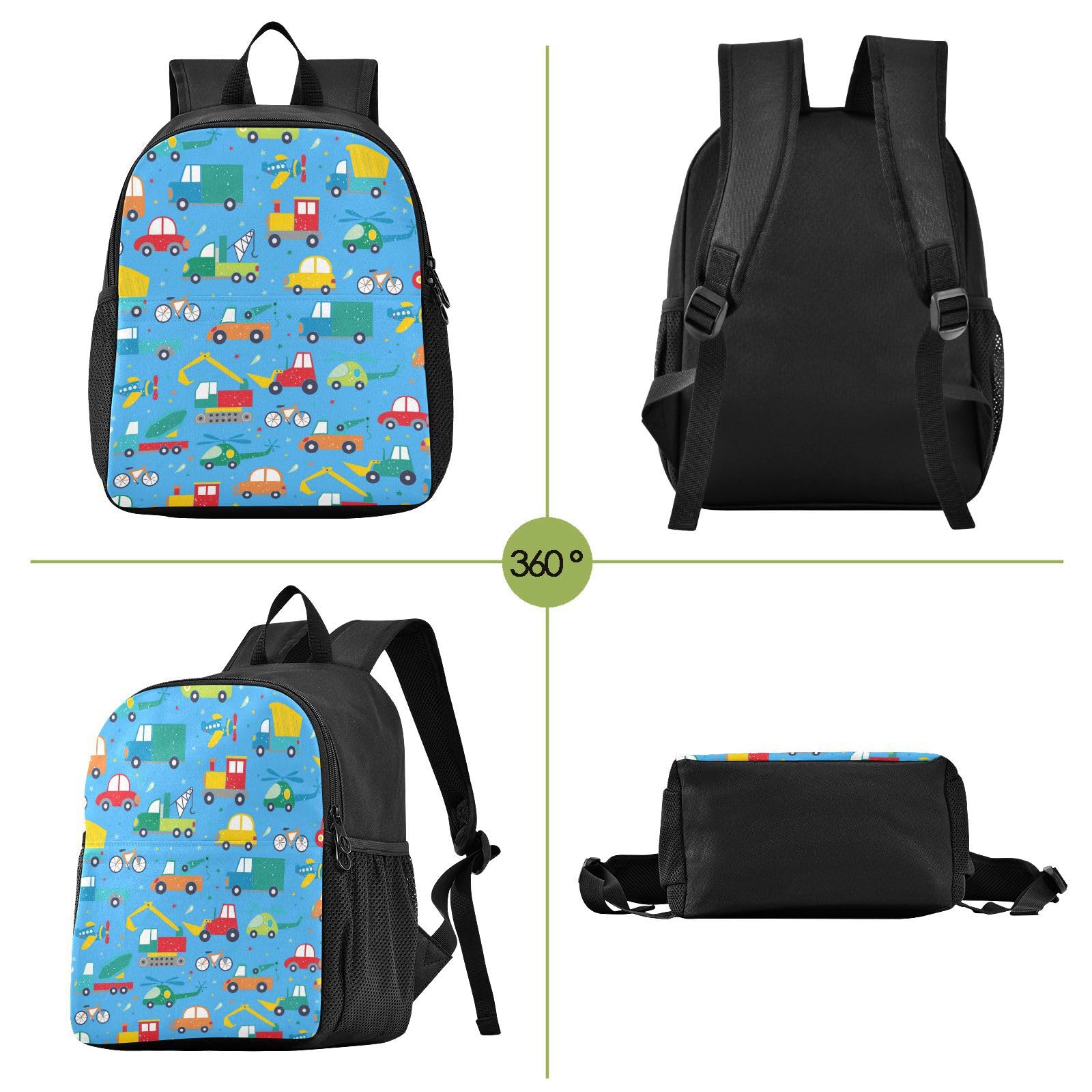 Naanle Kids Backpack for Boys & Girls - Cute Cartoon Construction Trucks Design, Durable School Backpack for Kindergarten & Elementary Students | Perfect for School, Travel & Daily Use