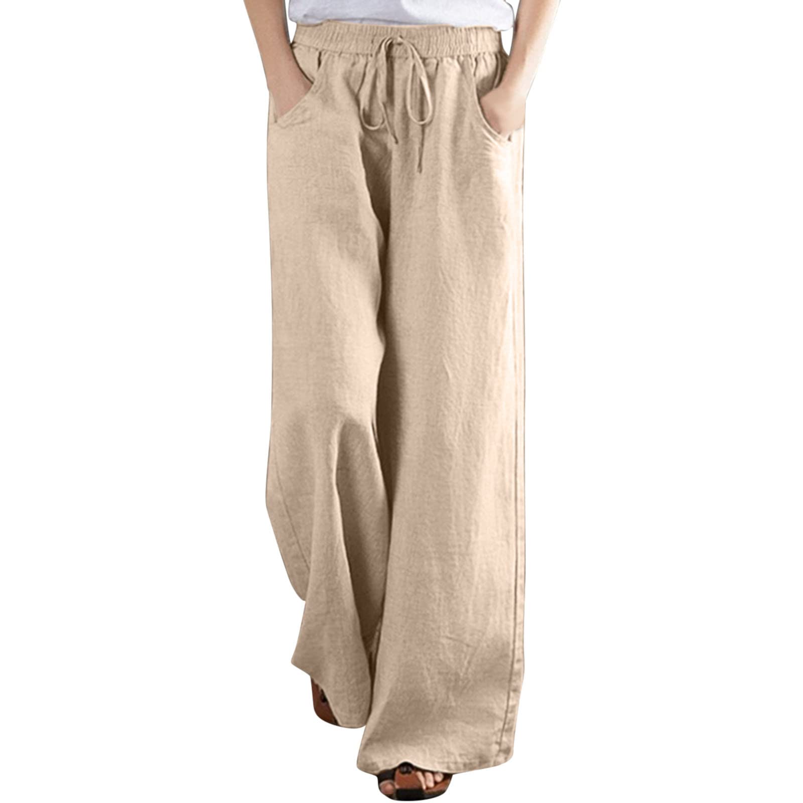 Women's Cotton Casual Lounge Pants - Lightweight Ankle-Length Yoga Trousers with Pockets for Comfort & Style | Perfect for Relaxing at Home, Yoga Practice, and Boho Fashion Outfits