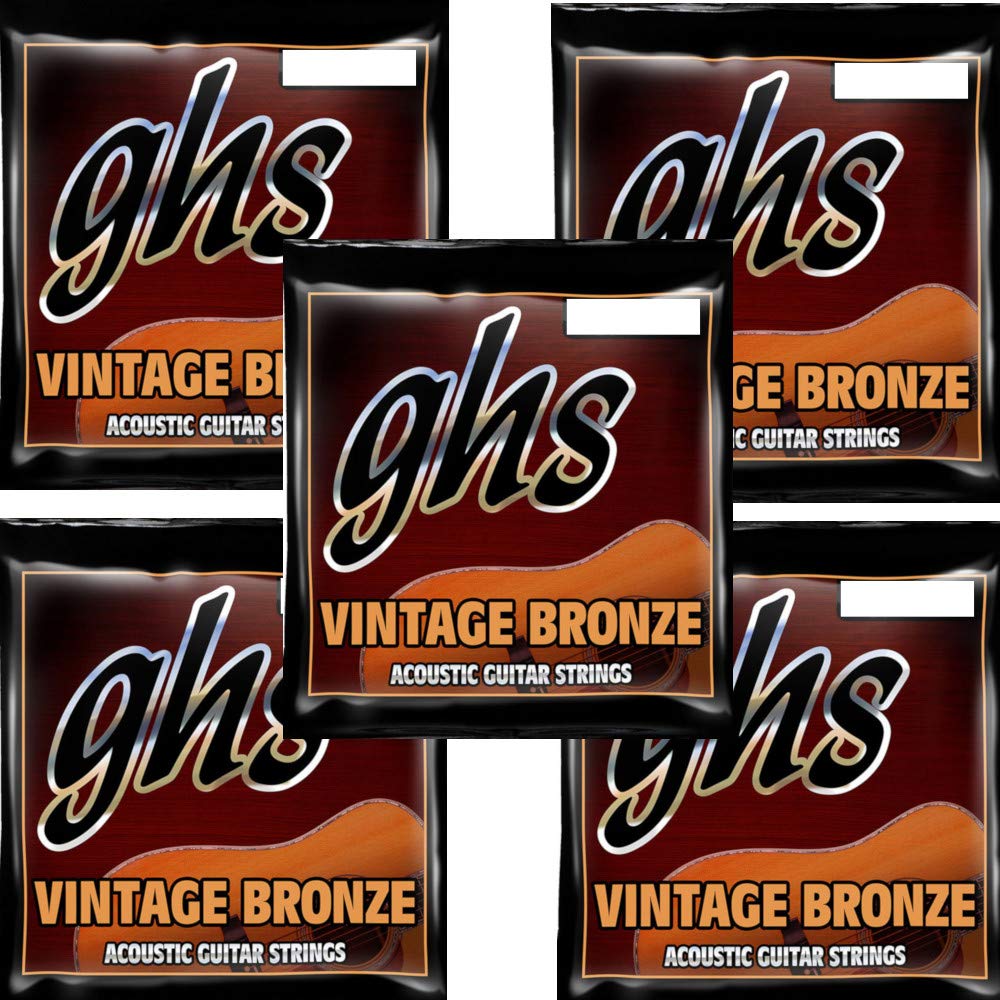 GHS Guitar Strings 5-Pack Acoustic 12-String Light 11-48 Vintage Bronze - Perfect for Folk, Country & Blues Performances