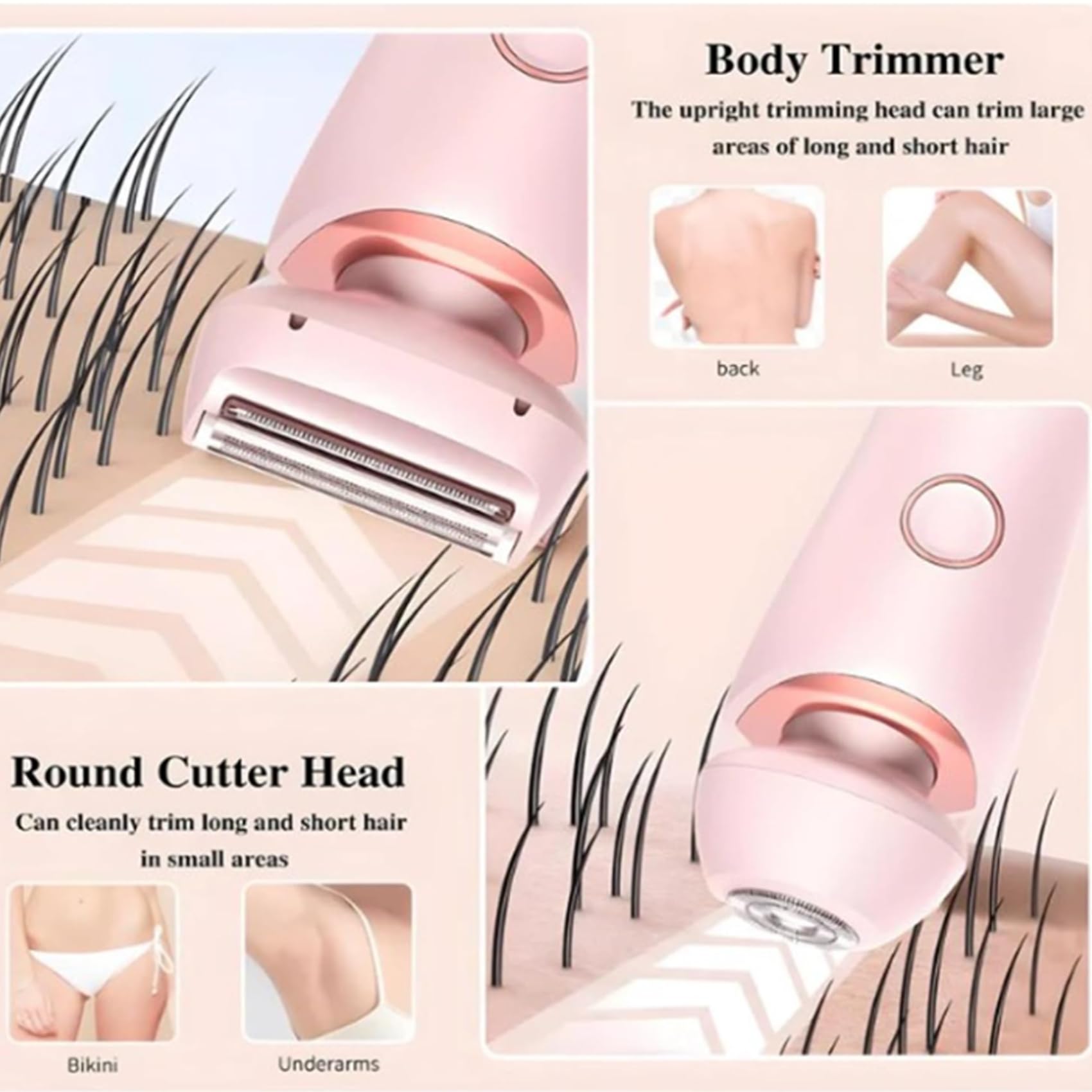 Vantique 2-in-1 Electric Shaver for Women - SmoothShave Lady Razor with Comfort Grip | Omicove Goddess Glide Technology | Pink Women's Shaver (2 Pack) | Perfect for Travel, Gym & Quick Hair Removal at Home