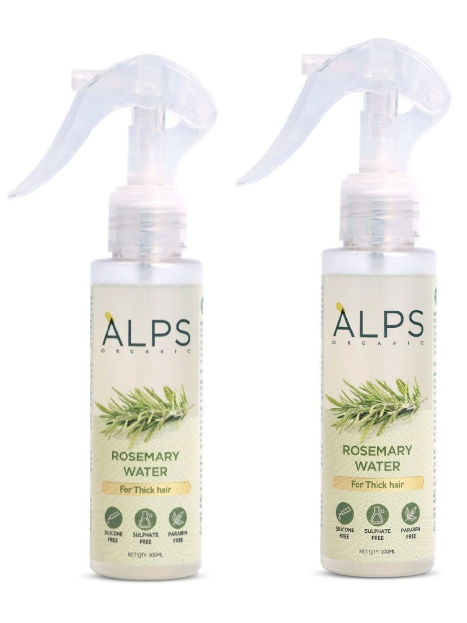 ALPS ORGANIC Rosemary Water Spray for Hair Growth & Thickening | Sulfate-Free, Paraben-Free | 100% Natural & Organic Hair Care (2 x 200ml) | Promotes Healthy Scalp & Shine for Daily Hair Routine
