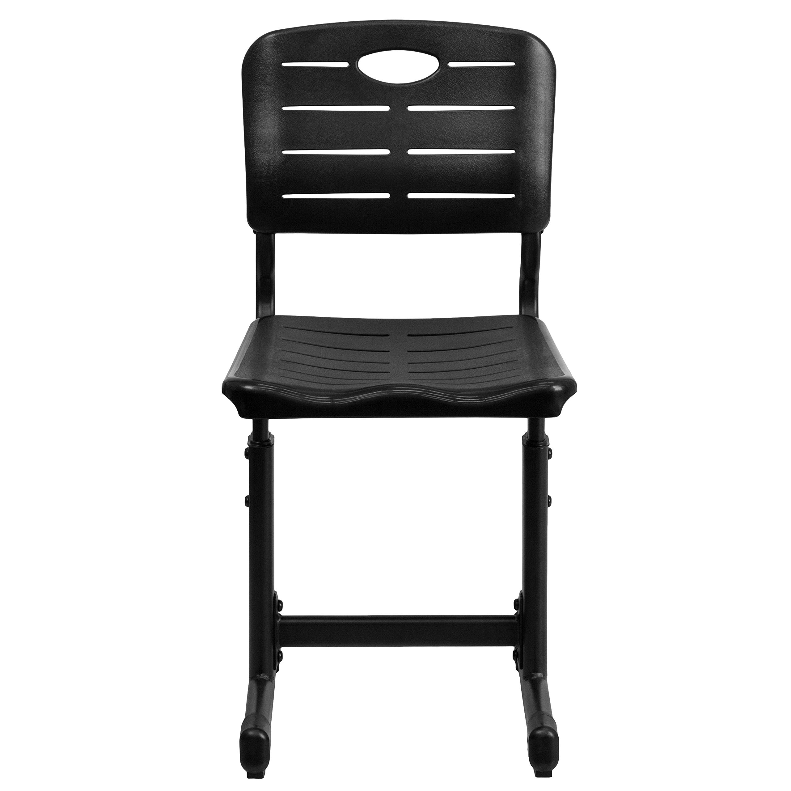 Adjustable Height Black Student Chair with Sturdy Pedestal Frame - Perfect for Home Office, Study Desk, and Classroom Use