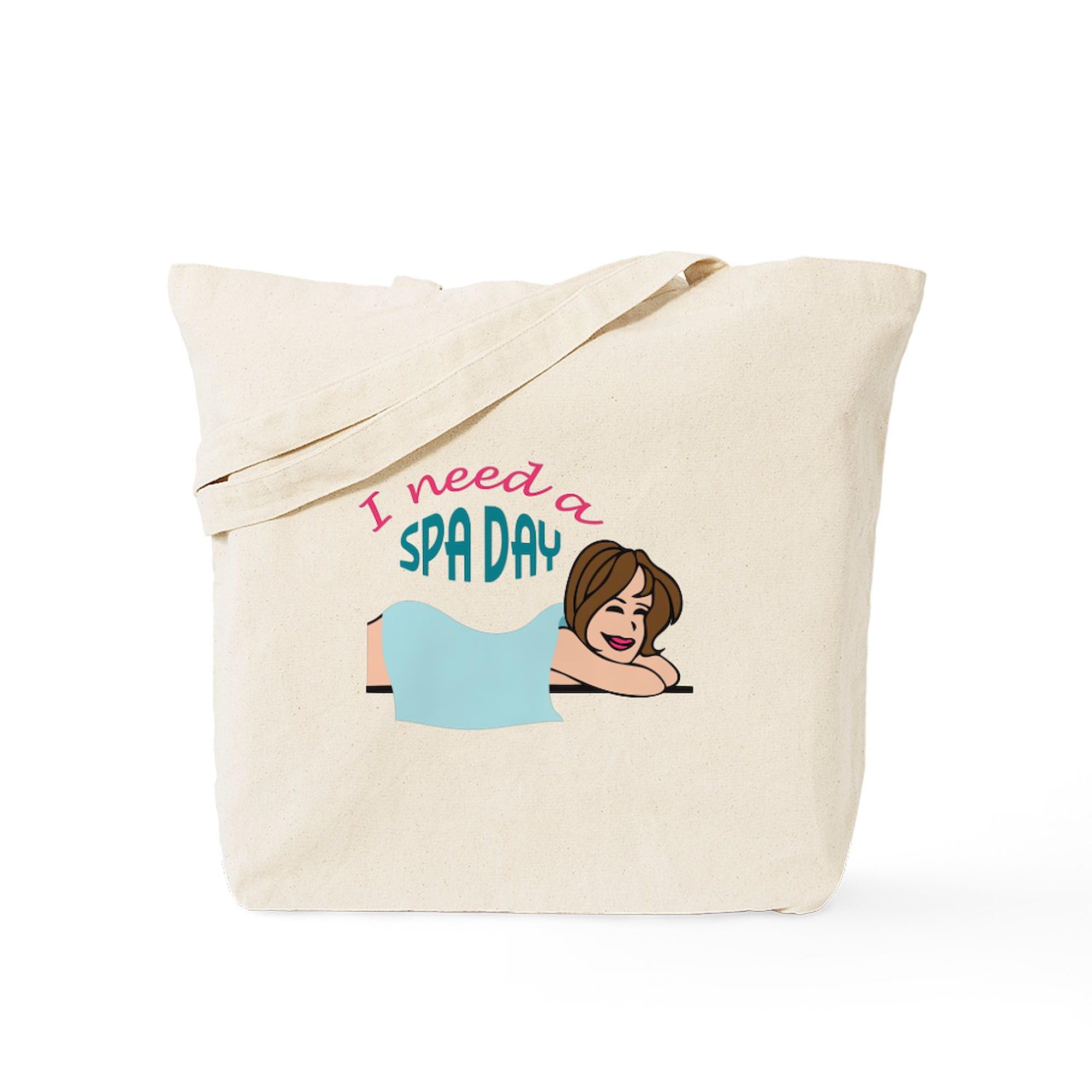 CafePress 'I Need a Spa Day' Natural Canvas Tote Bag - Reusable Eco-Friendly Shopping Bag for Women, Gym, Beach & Groceries