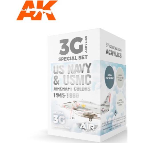 AK Interactive AK11745 Air Series US Navy & USMC Aircraft Colors 1945-1980 Acrylic Paint Set (3rd Gen) - Perfect for Military Model Kits & Historical Aircraft Painting