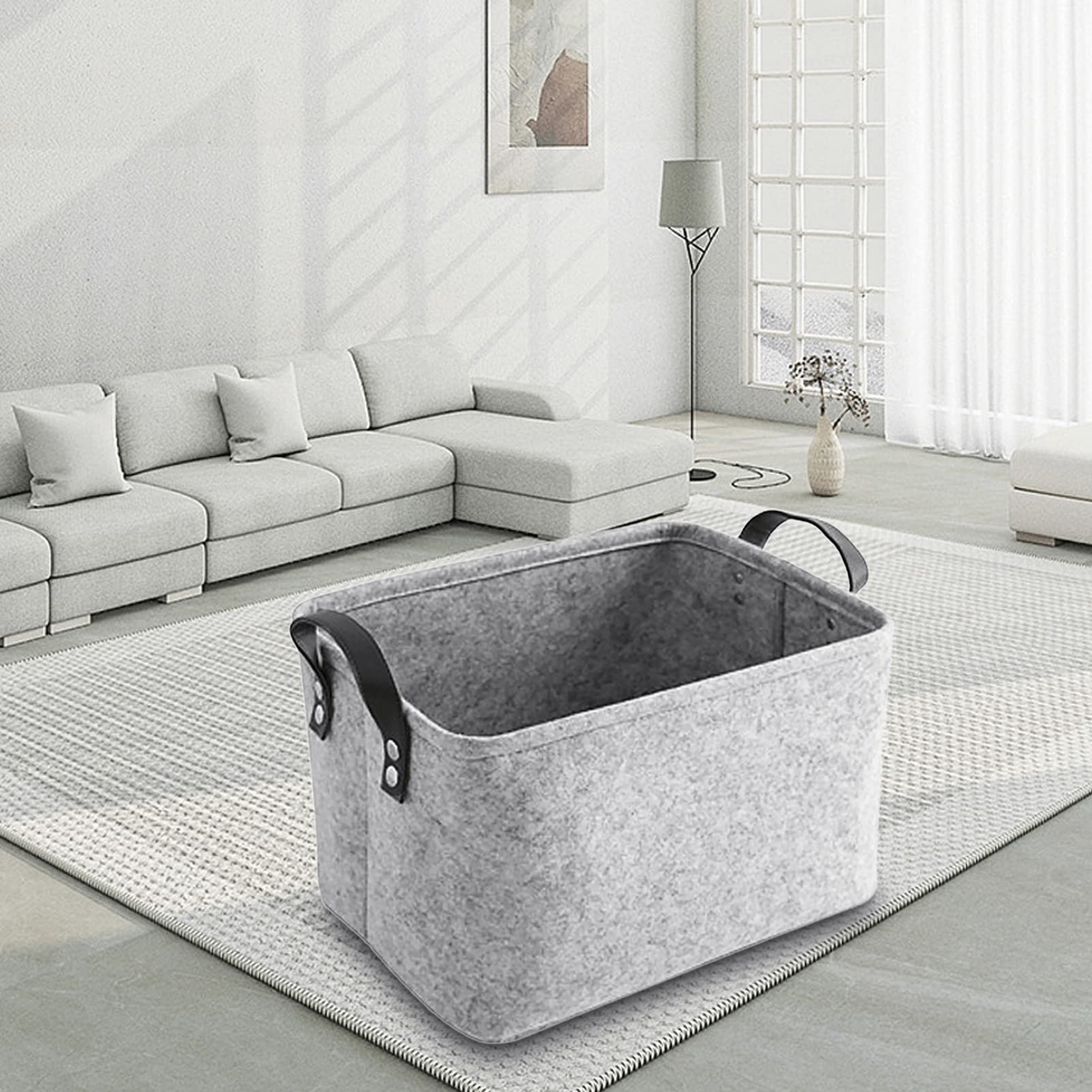 Foldable Laundry Basket with Leather Handles - Extra Large Heavy Duty Felt Hamper for Clothes, Toys & Home Organization | Perfect for Laundry Room, Bedroom, Dorm & Closet Storage