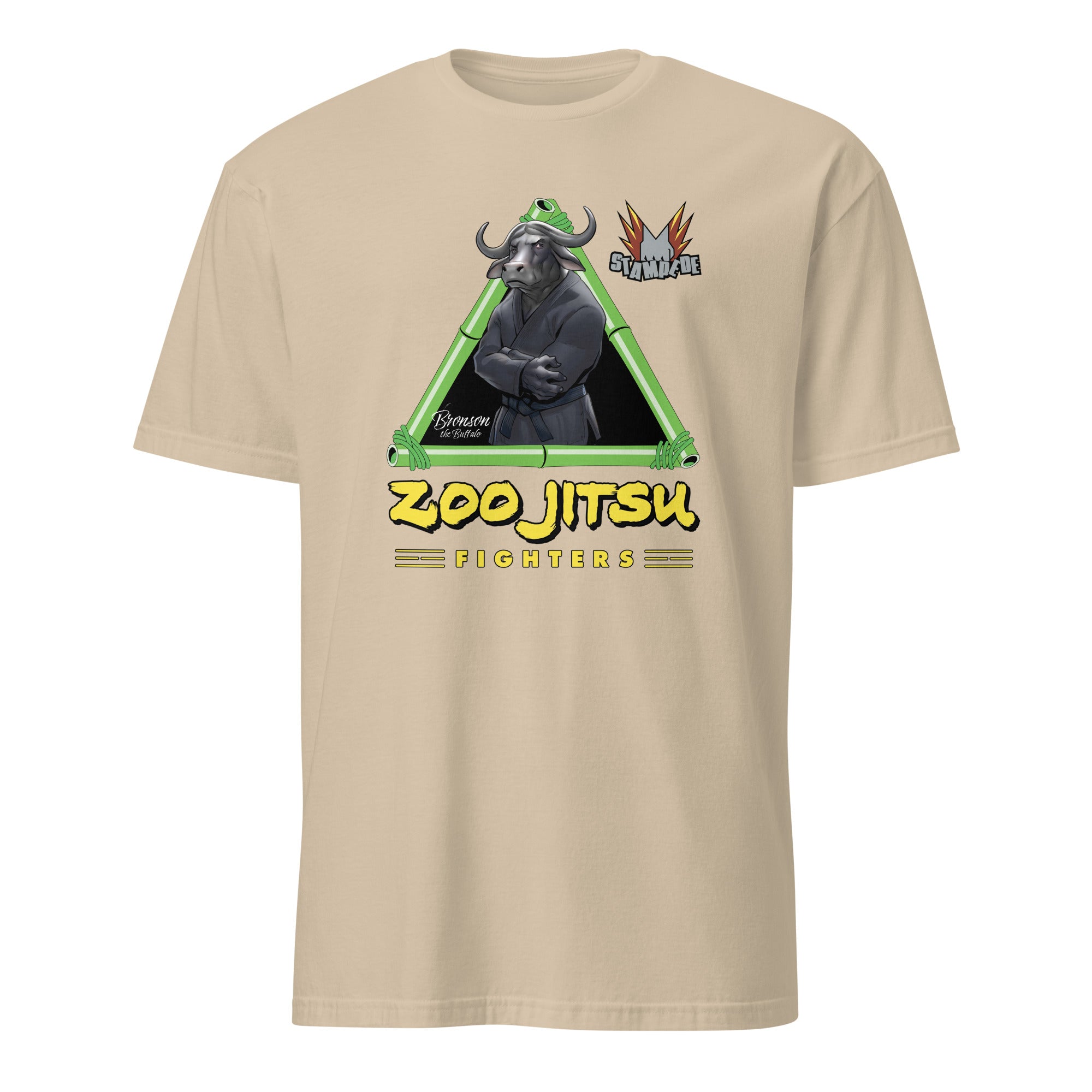 Zoo Jitsu Fighters Bronson the Buffalo Graphic Tee - Unisex Short Sleeve Cotton T-Shirt for Men & Women - Perfect for Martial Arts Fans, Casual Wear & Anime Lovers
