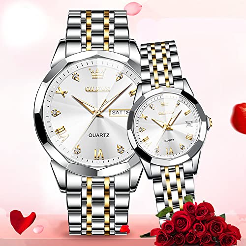 silver gold couple watches