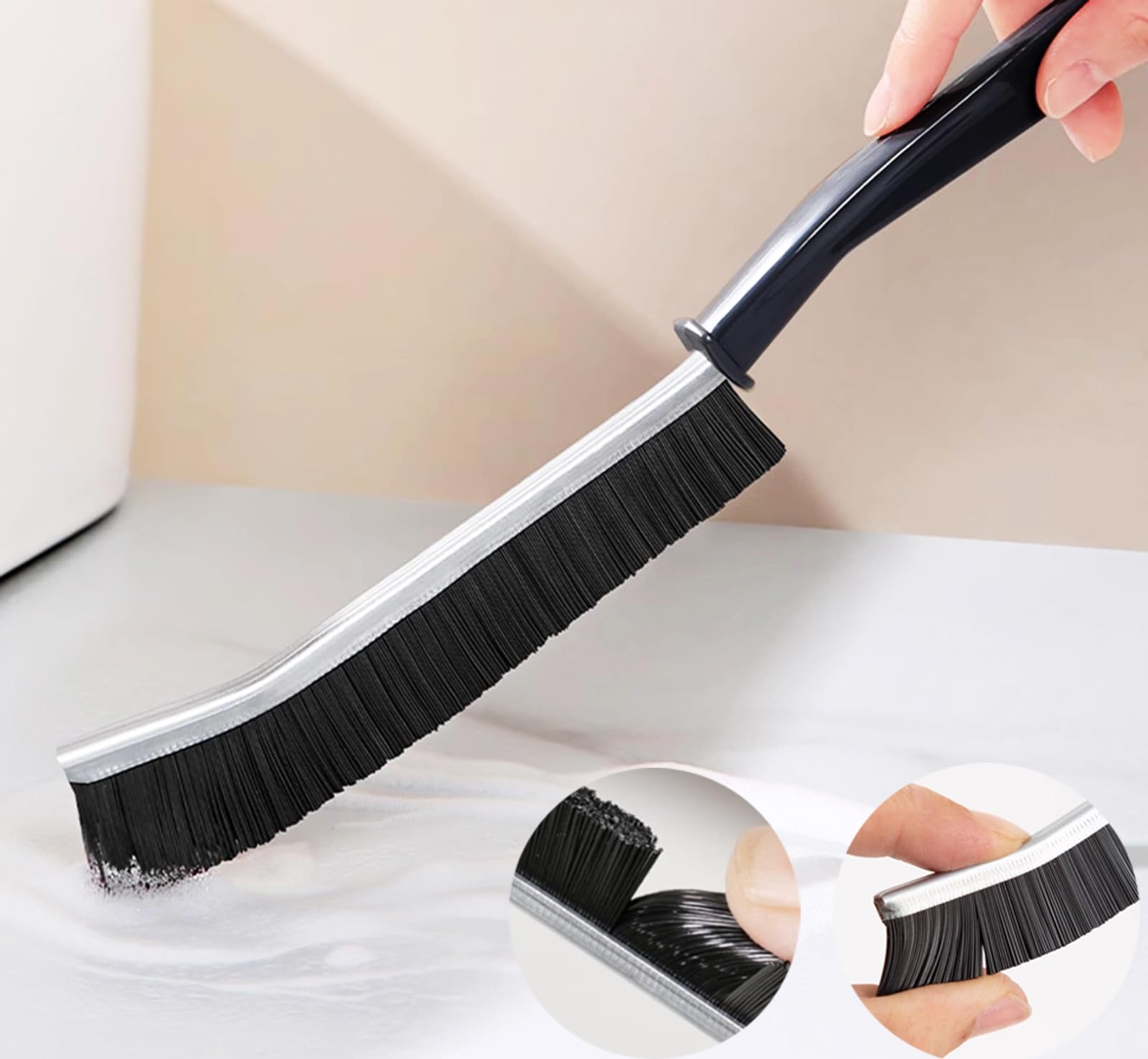 2PCS Hard Bristle Crevice Cleaning Brush Set - Multi-Purpose Gap & Grout Cleaning Tool for Tight Spaces - Perfect for Kitchen, Bathroom Tiles, Car Interiors and Hard-to-Reach Areas