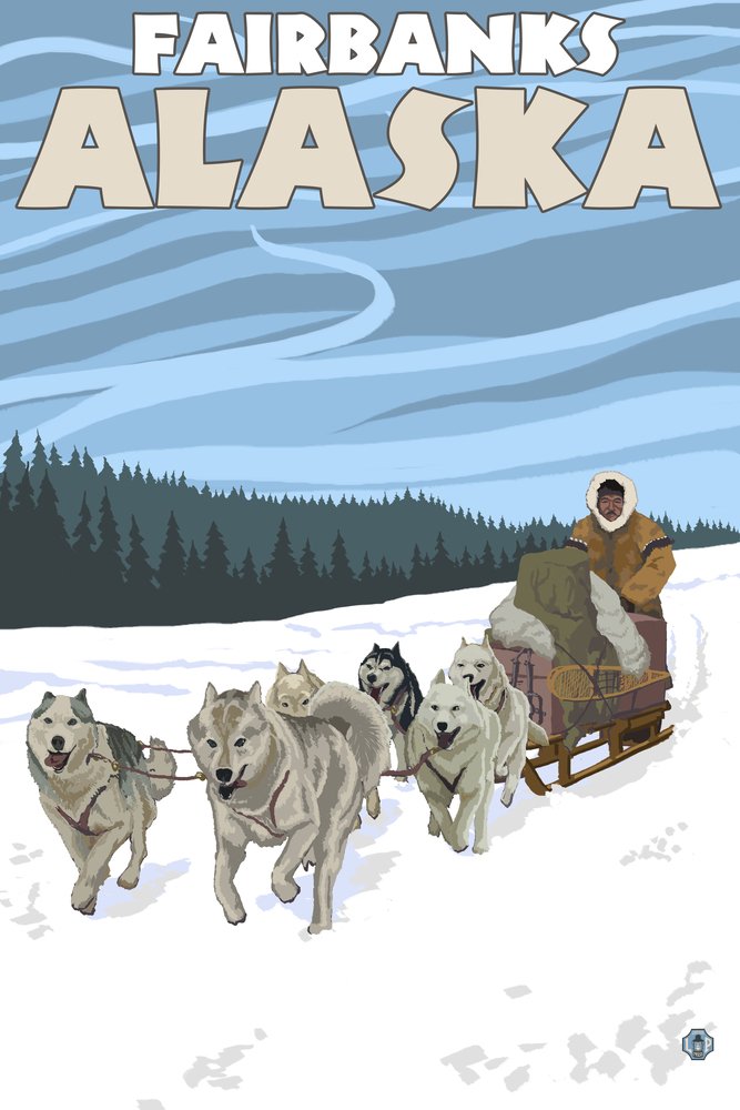 12x18 Dog Sledding Scene Metal Wall Art - Fairbanks Alaska Landscape Print - Premium Aluminum Decor for Living Room, Bedroom & Office