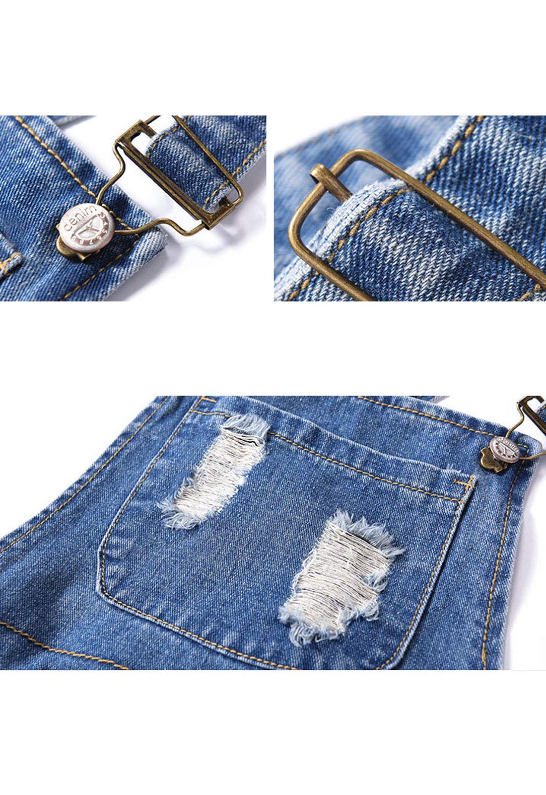 Flygo Women's Denim Overalls - Button Front Long Midi Pinafore Dress with Skirt for Casual Outings, Date Nights & Spring Fashion