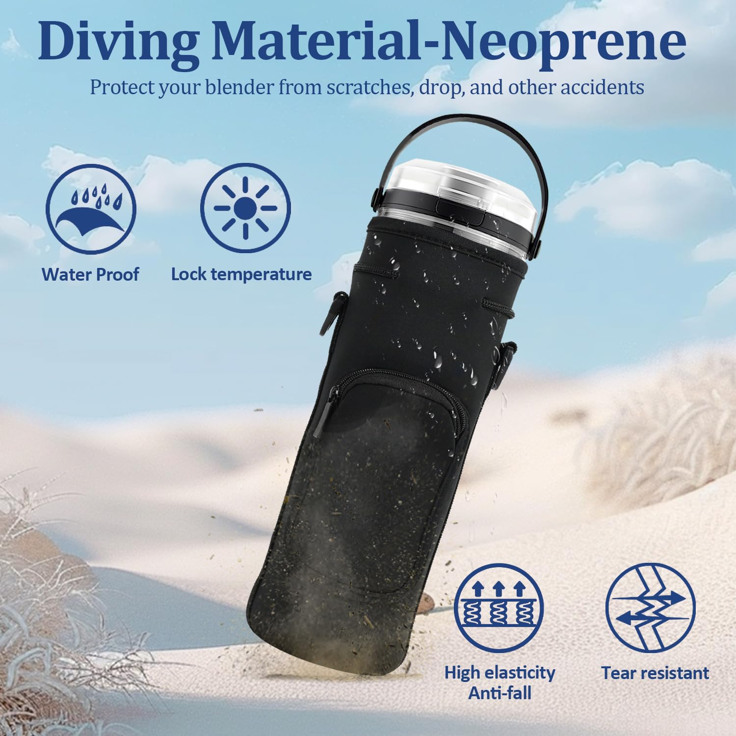 Premium Storage Sleeve Bag for Ninja Blast Portable Blender - Compatible with BC151NV/BC51NV/BC151BK/BC151CR/BC151EM/BC151PR/BC151WH Models - Shoulder Strap & Accessory Pocket Included - Perfect for Travel, Gym & Outdoor Blending (Black)