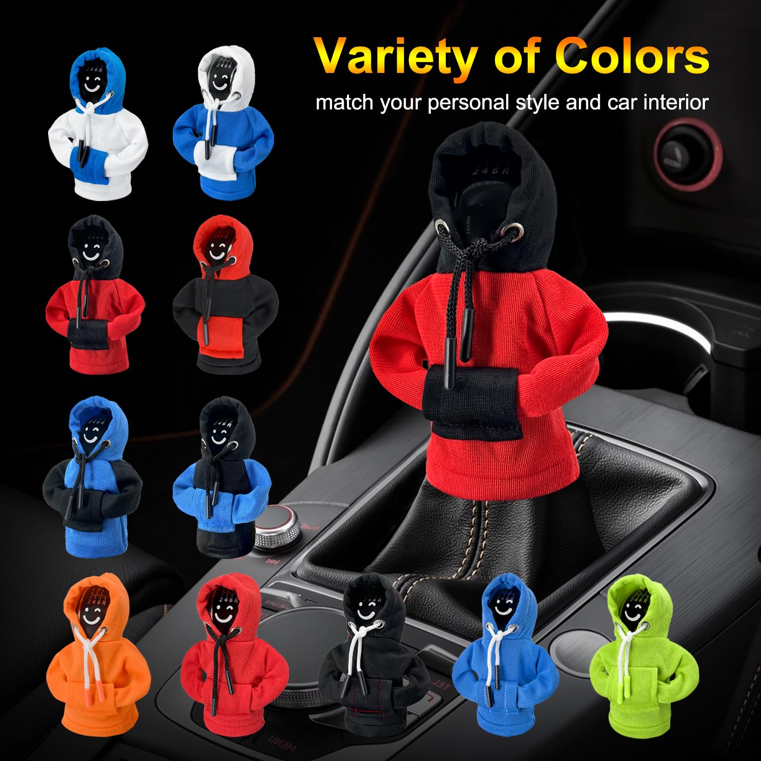 Funny Gear Shift Knob Hoodie - Mini Car Shifter Sweater for Automotive Interior | Cute Car Accessories Gadgets Gift (3-Pack) - Perfect for Car Enthusiasts & Prank Gifts