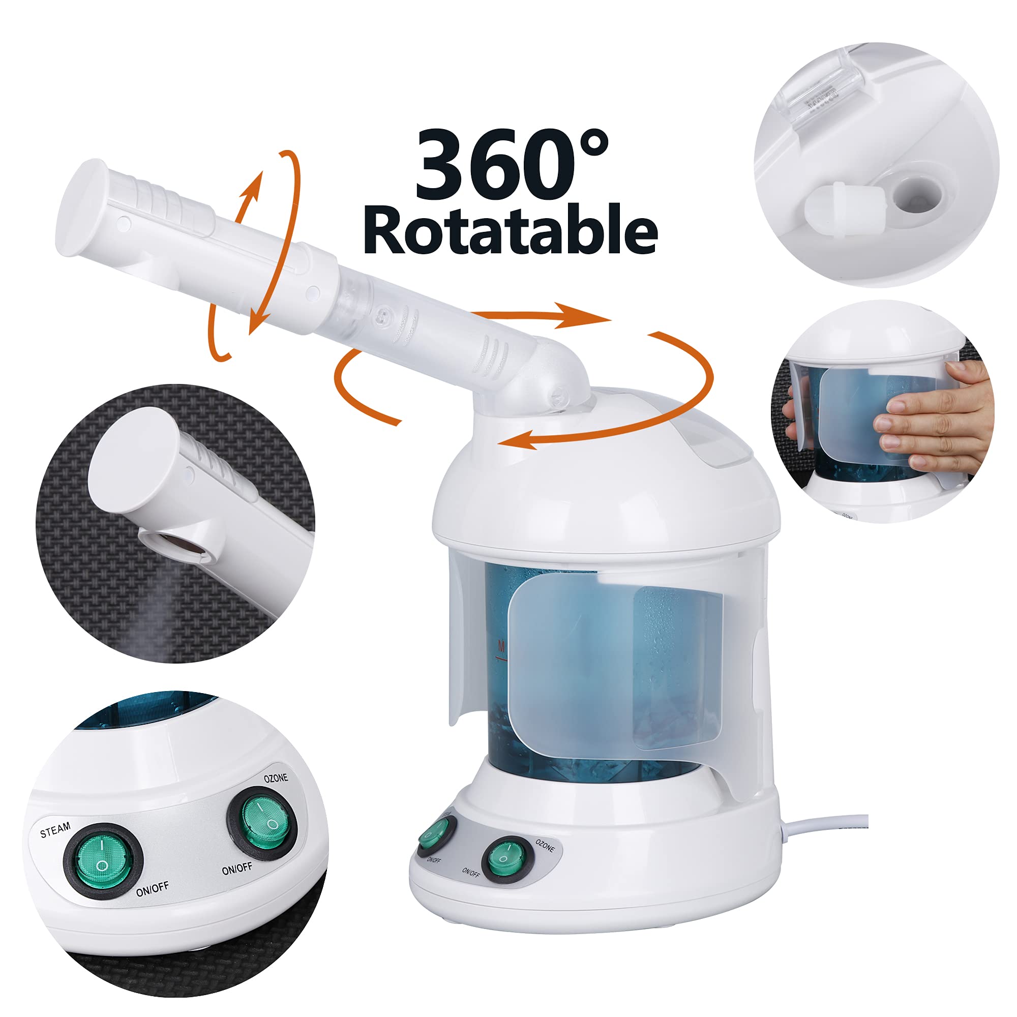 ZENY 2-in-1 Portable Facial & Hair Steamer with Ozone Technology - Deep Cleansing Steamer for Acne, Blackhead Removal & Pore Unclogging - Perfect for Home Spa, Salon Treatments & Skincare Routine