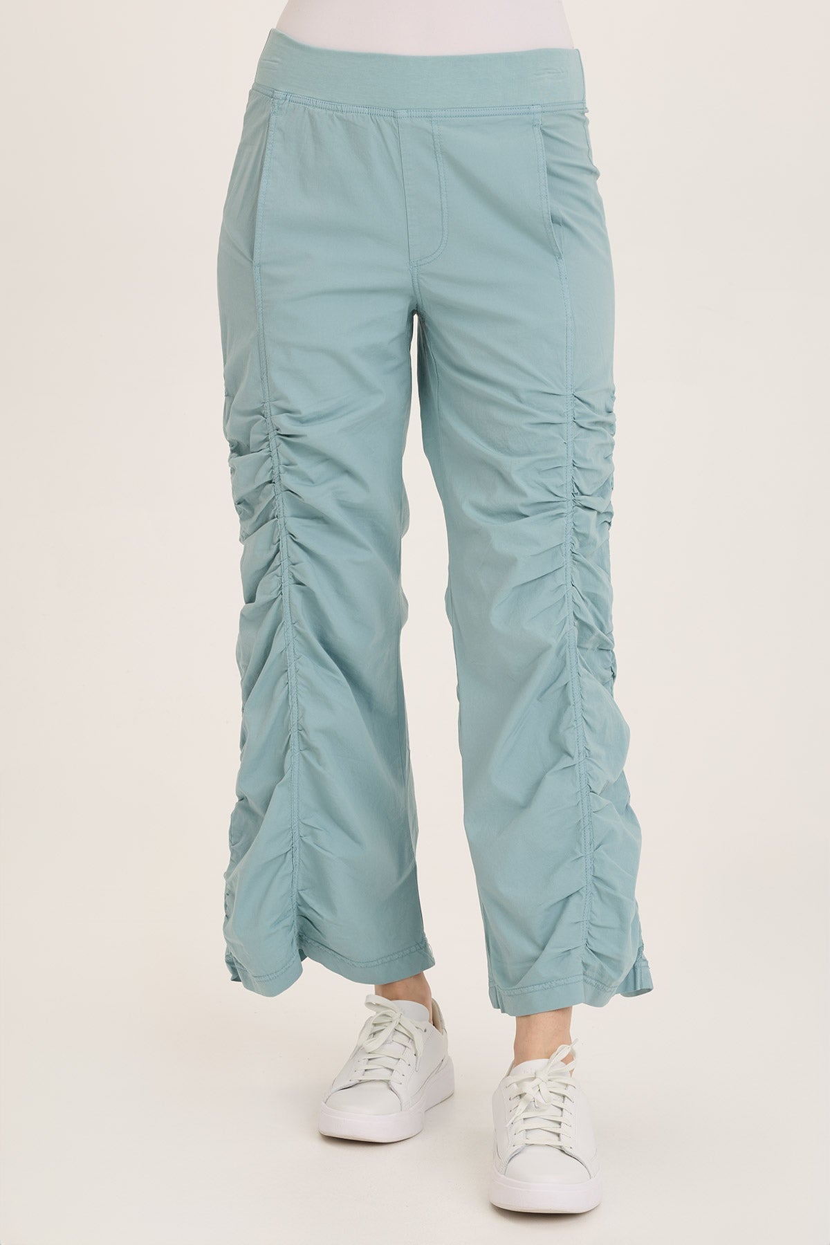 Naola Stretch Poplin Ruched Flare Gaucho Pants for Women - Comfortable High Waisted Wide Leg Trousers for Casual Wear, Office & Date Night Outfits