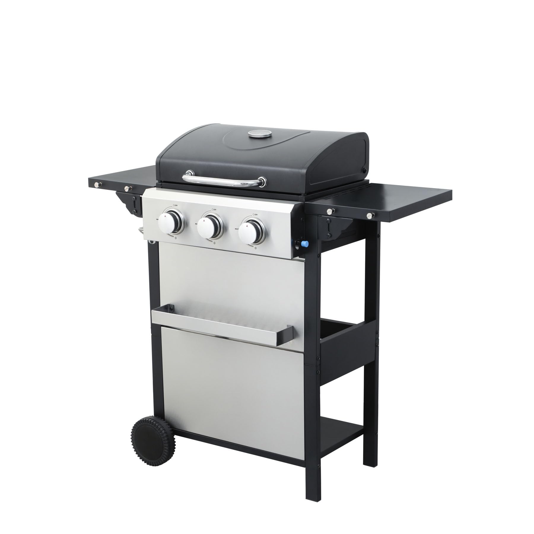 3 Burner Gas Grill with Lid & Griddle Combo - 25,650 BTU Stainless Steel Outdoor BBQ Grill with Wheels, Side Burner & Foldable Table | Perfect for Backyard Cookouts, Camping & Tailgating Parties