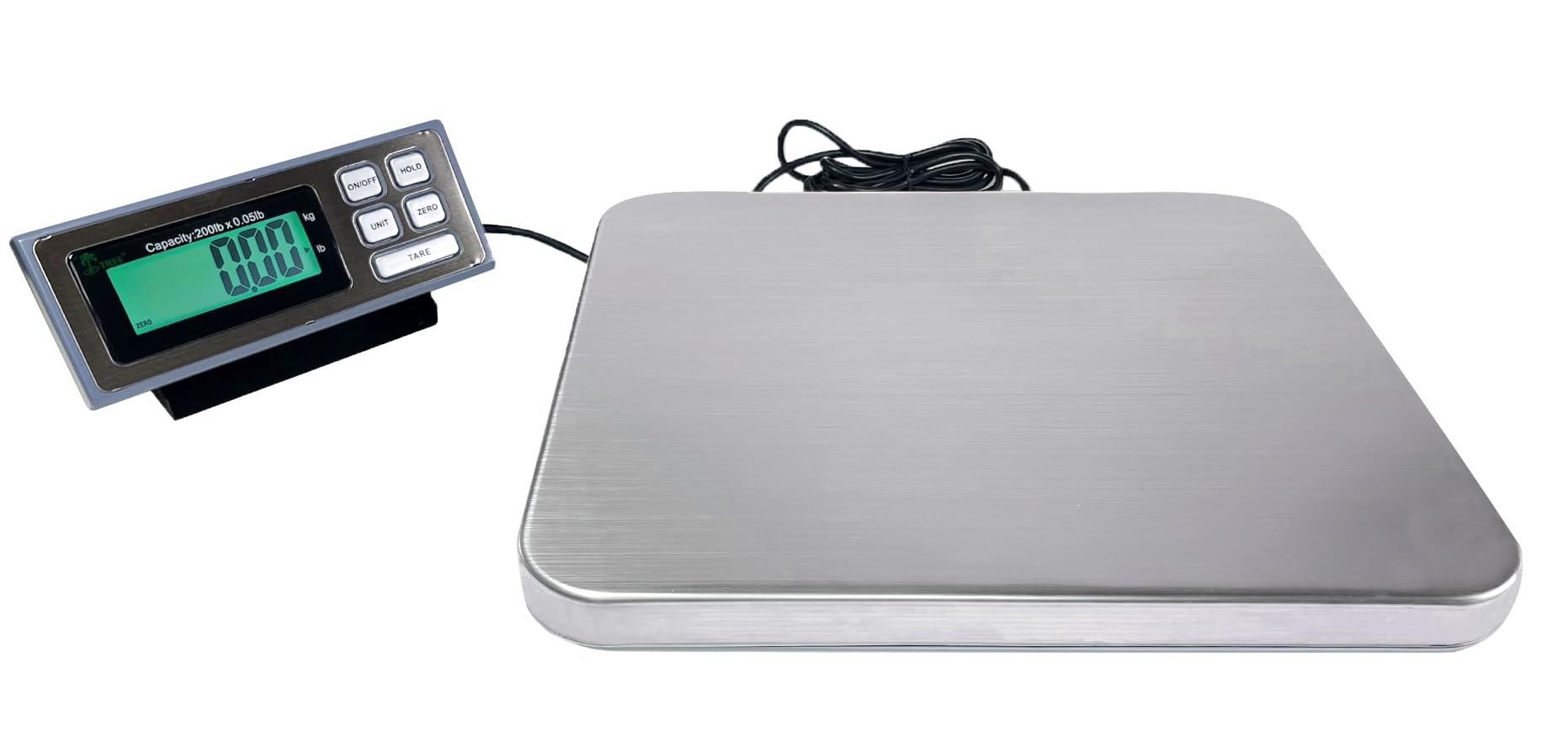 Tree LSS-200 Digital Shipping Scale - 200 lb Capacity (0.05 lb Precision) with Stainless Steel Platform, Tare Function & LCD Display - Perfect for USPS, UPS, FedEx Packages & Small Business Shipping