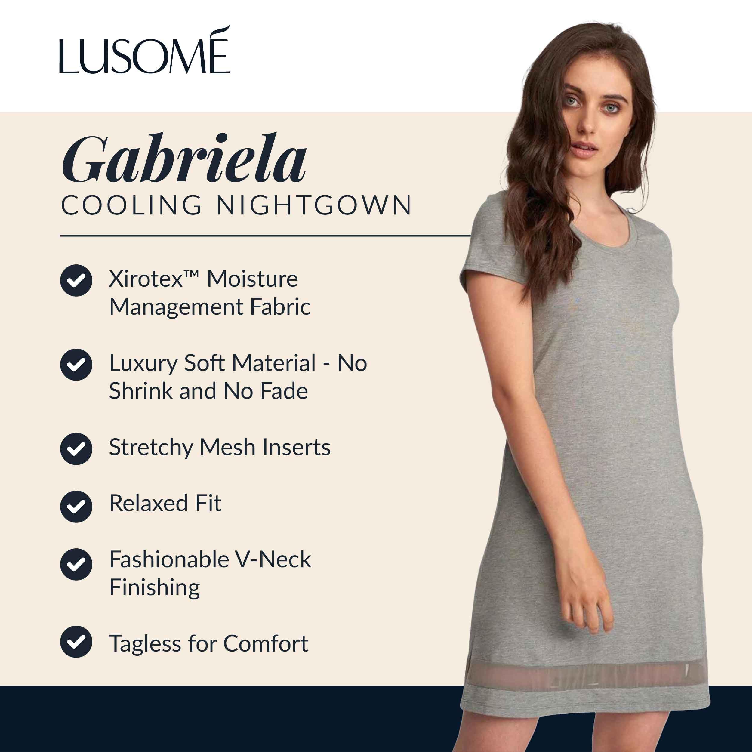 Lusome Cooling Nightgown for Women - Hot Flash Relief & Night Sweats Sleepwear | Breathable Pajama Dress for Hot Sleepers | Perfect for Summer Nights & Menopause Comfort