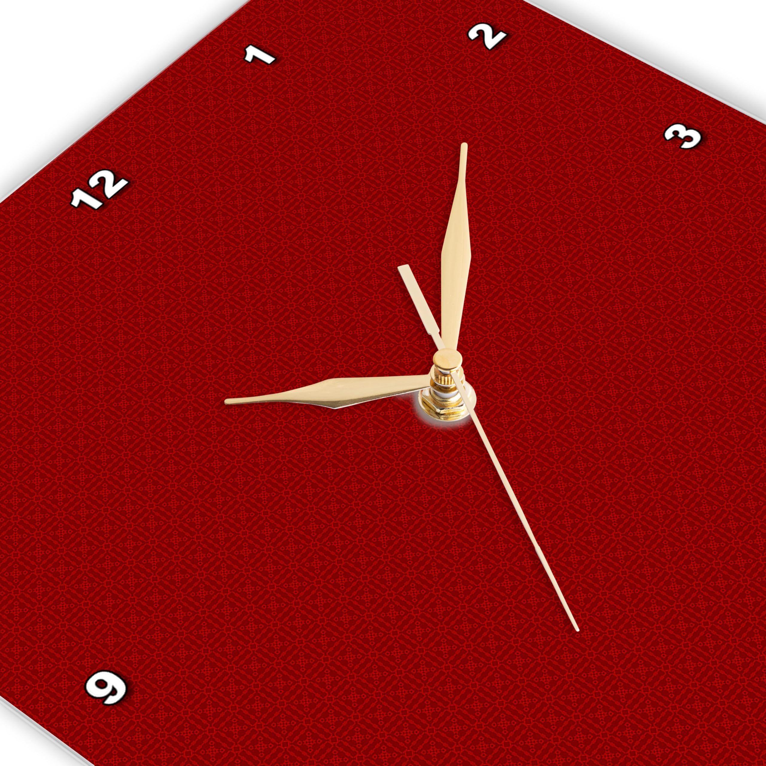 3D Rose Dark Red and Light Red Square Patterns Wall Clock - 13x13 Inch Modern Home Decor for Living Room, Bedroom, Office
