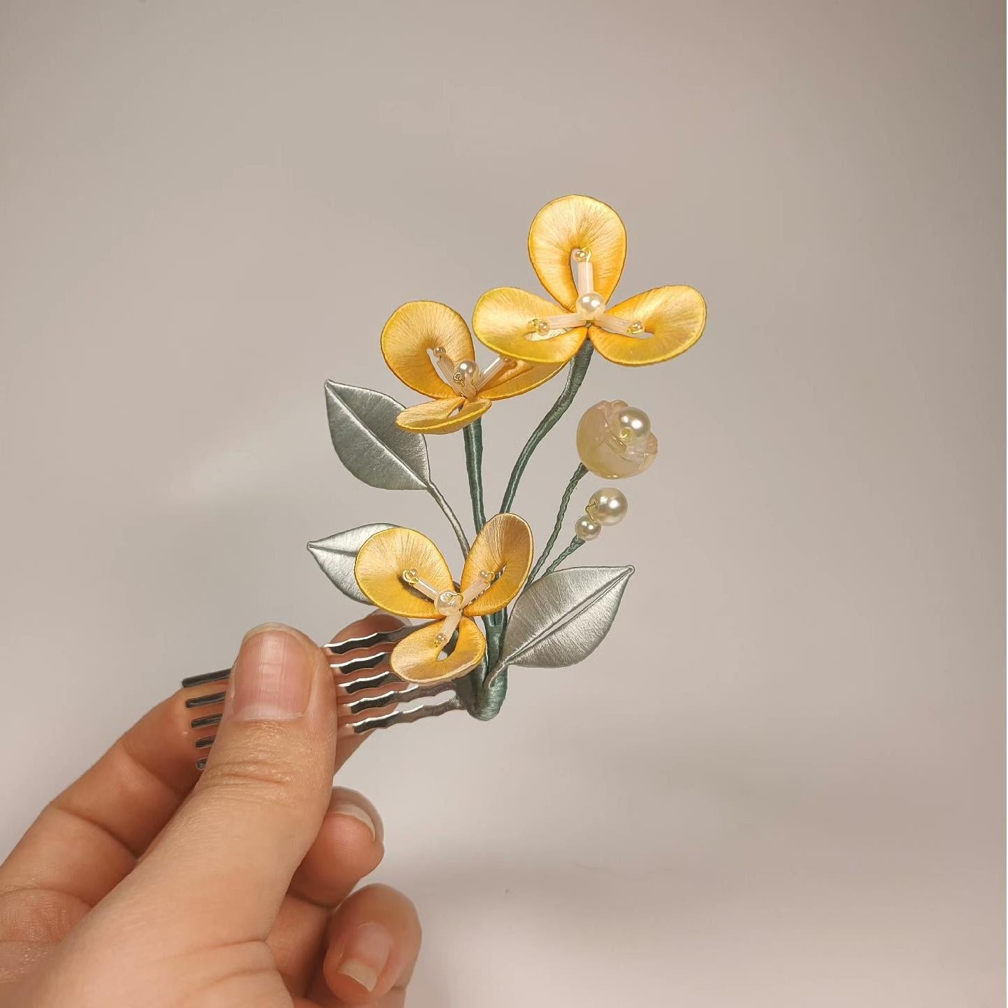 Custom Silk Hairpin for Women - Handmade Floral Hair Clip (Chanhua) - Perfect for Weddings, Parties, and Special Occasions