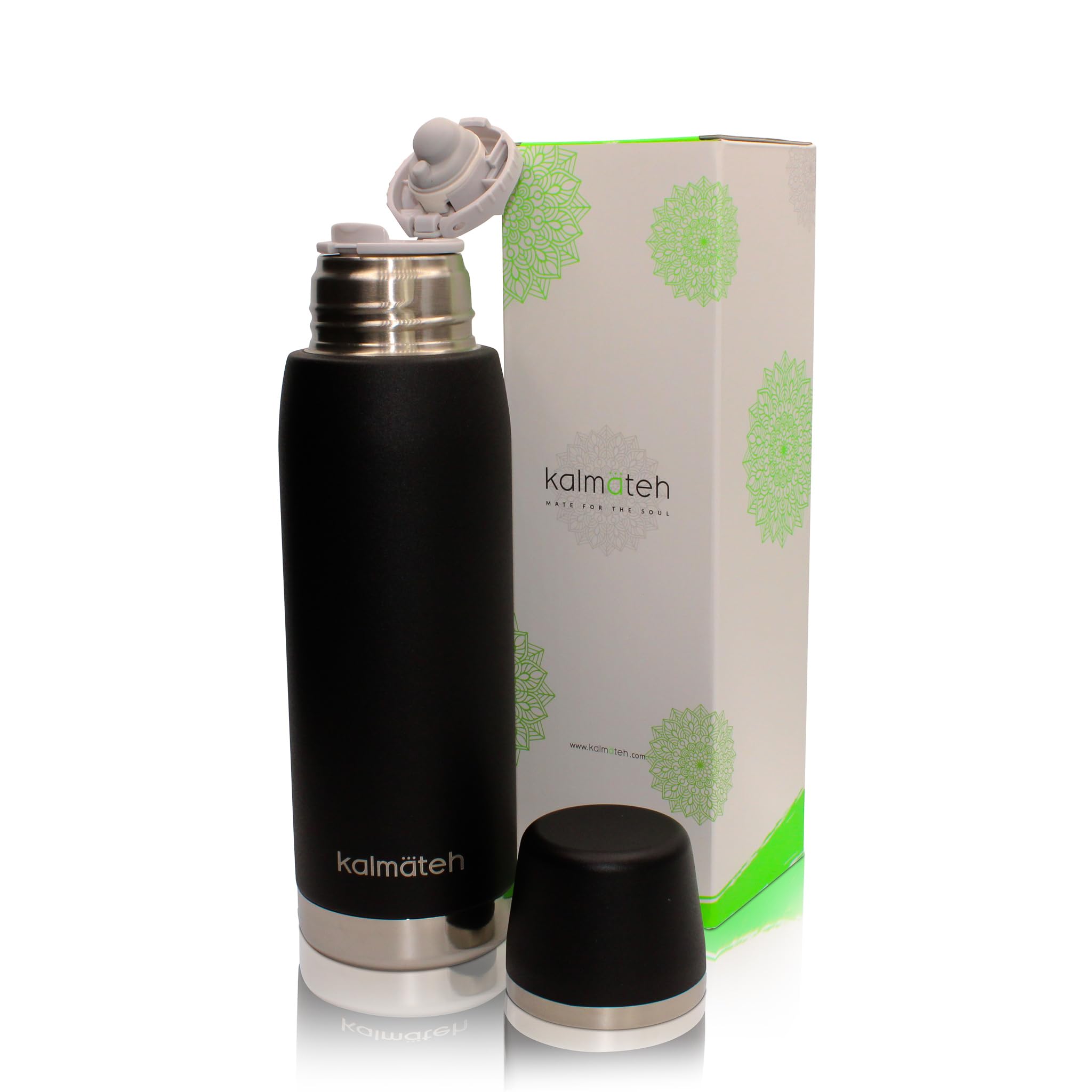 Premium Yerba Mate Kit - Stainless Steel Gourd, Insulated Thermos, Alpaca Bombilla, Cleaning Brush & Organic Unsmoked Yerba Mate (8 oz) - Perfect for Travel, Camping & Outdoor Adventures - Black Matera Backpack Included
