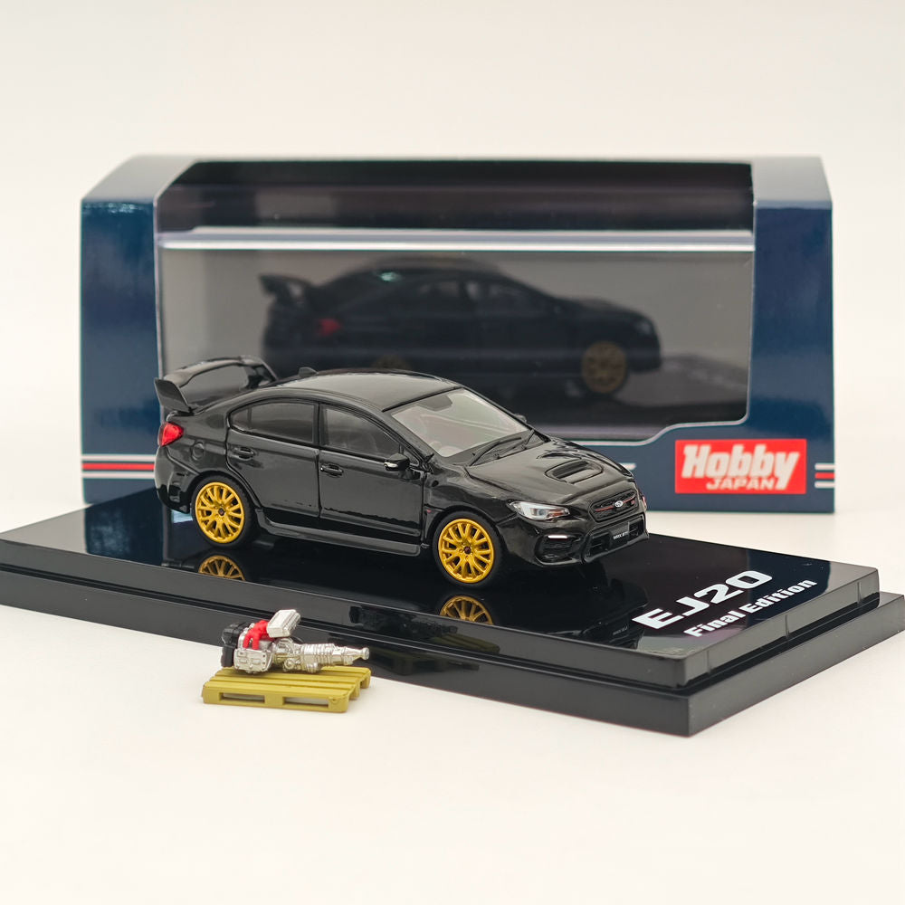 1/64 Scale Subaru WRX STI EJ20 Final Edition Black Diecast Model Car - Limited Collector's Toy with Detailed Engine - Perfect for Display, Gifts & Racing Enthusiasts