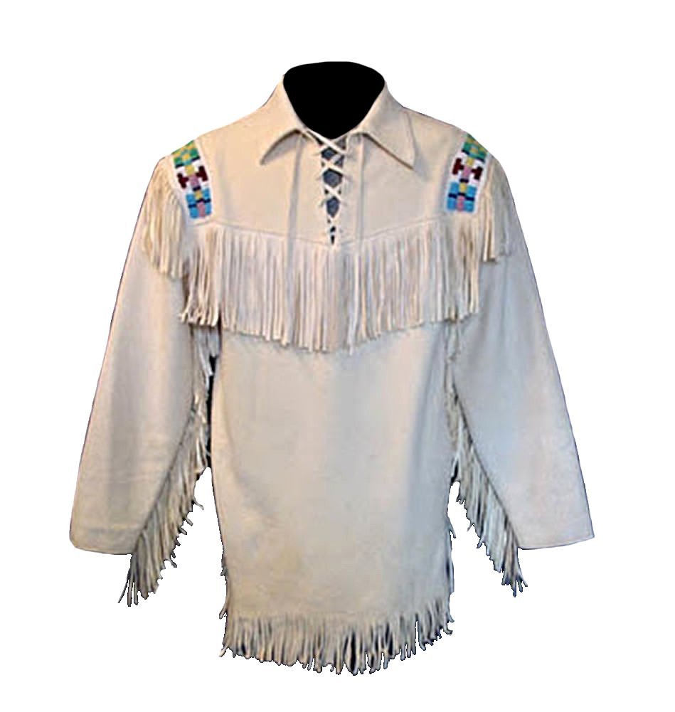 Men's Western Cowboy Suede Leather Shirt with Fringes & Beads - Vintage Style Rodeo Shirt for Country Music Festivals & Western Parties