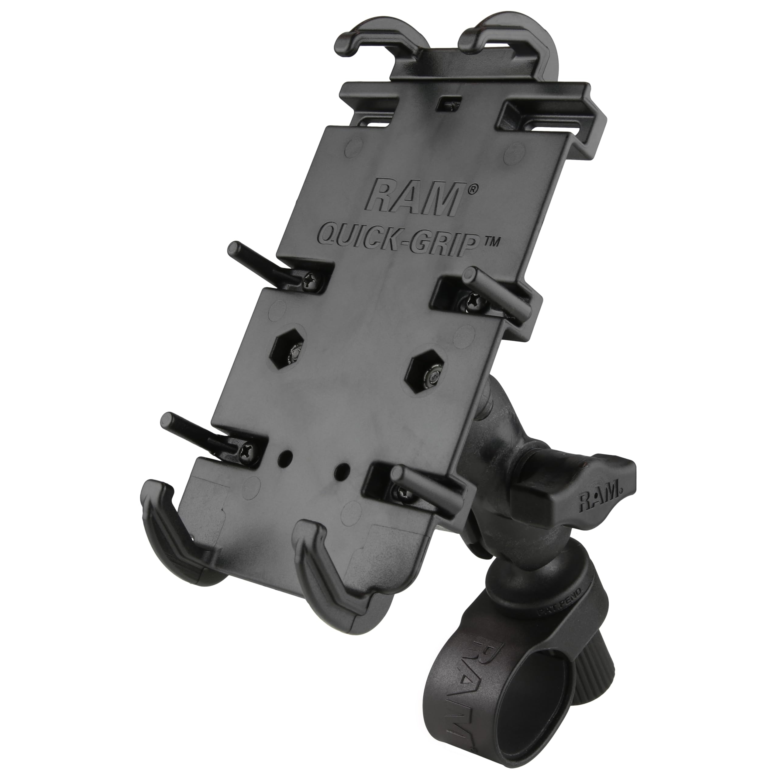 RAM MOUNTS Quick-Grip Phone Mount with RAM Tough-Strap Handlebar Base for Bikes and Motorcycle Handlebars - Perfect for Outdoor Cycling and Motorcycling Adventures