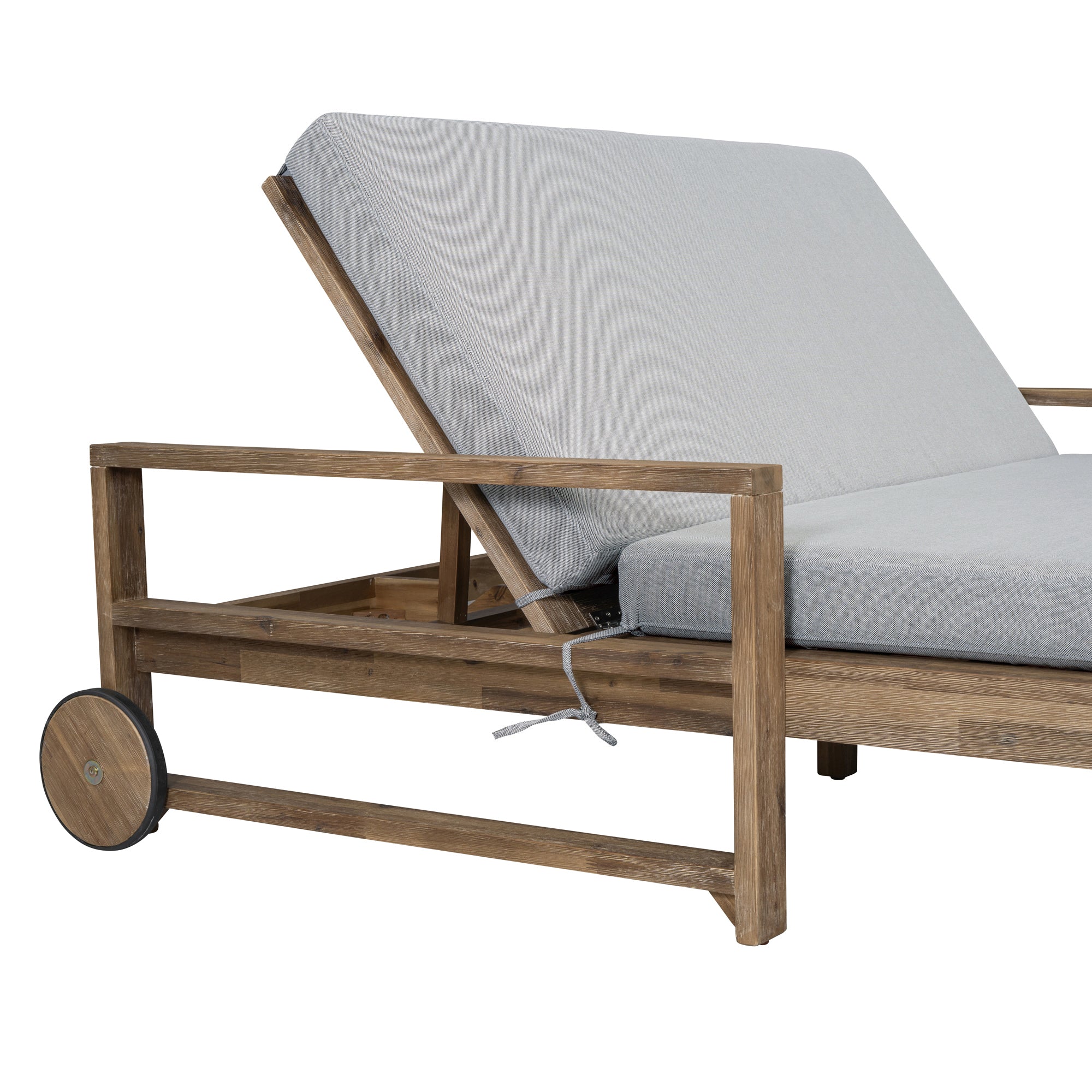 Farmhouse Style Wooden Outdoor Sunbed - 2 Person Daybed for Poolside, Garden & Backyard Relaxation | Weather-Resistant Grey Patio Furniture for Lounging, Sunbathing & Outdoor Entertaining