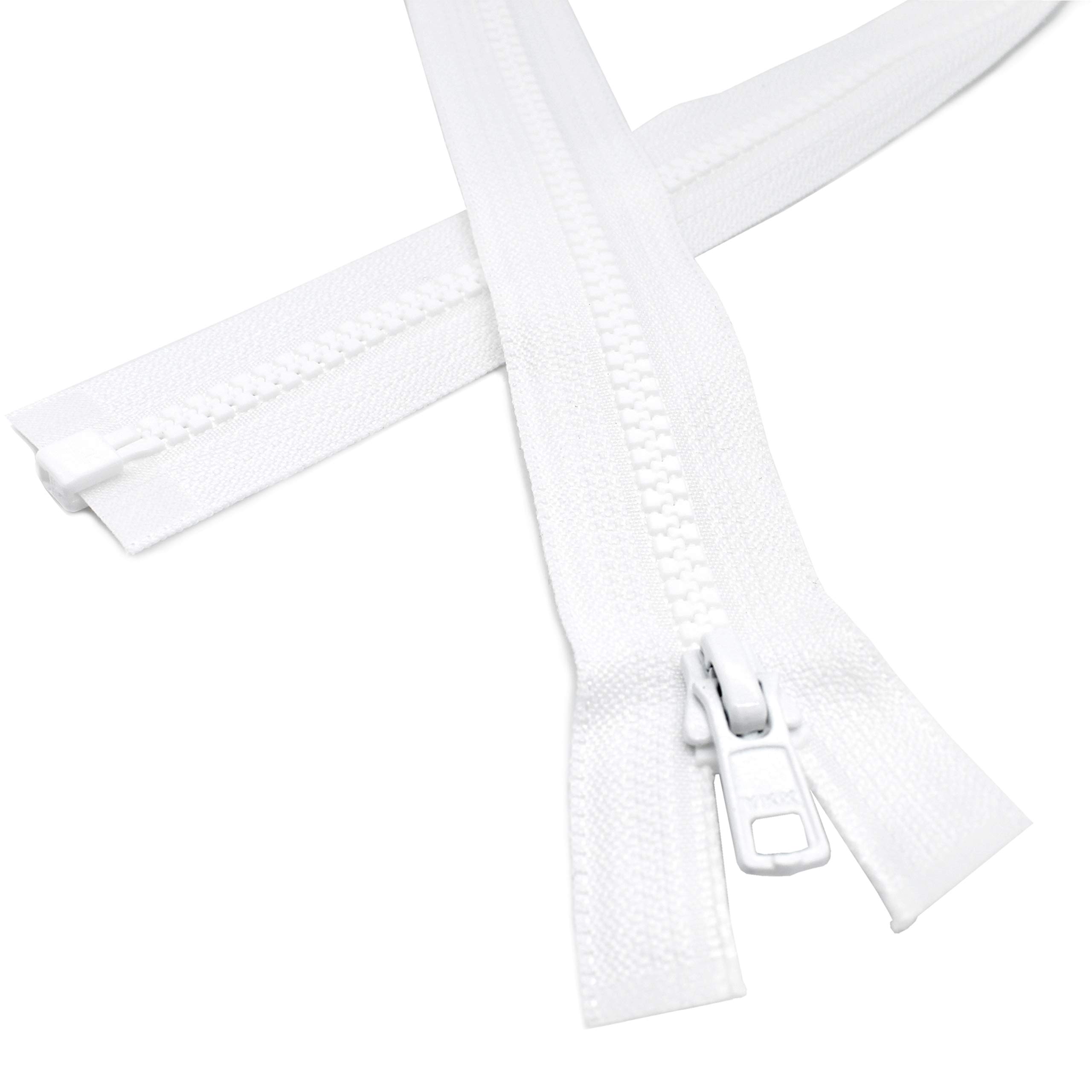 YKK #5 Medium Weight Molded Plastic Teeth Sport Zipper - 32 Inch White Separating Bottom for Ski Jackets, Snowboard Pants & Outdoor Gear